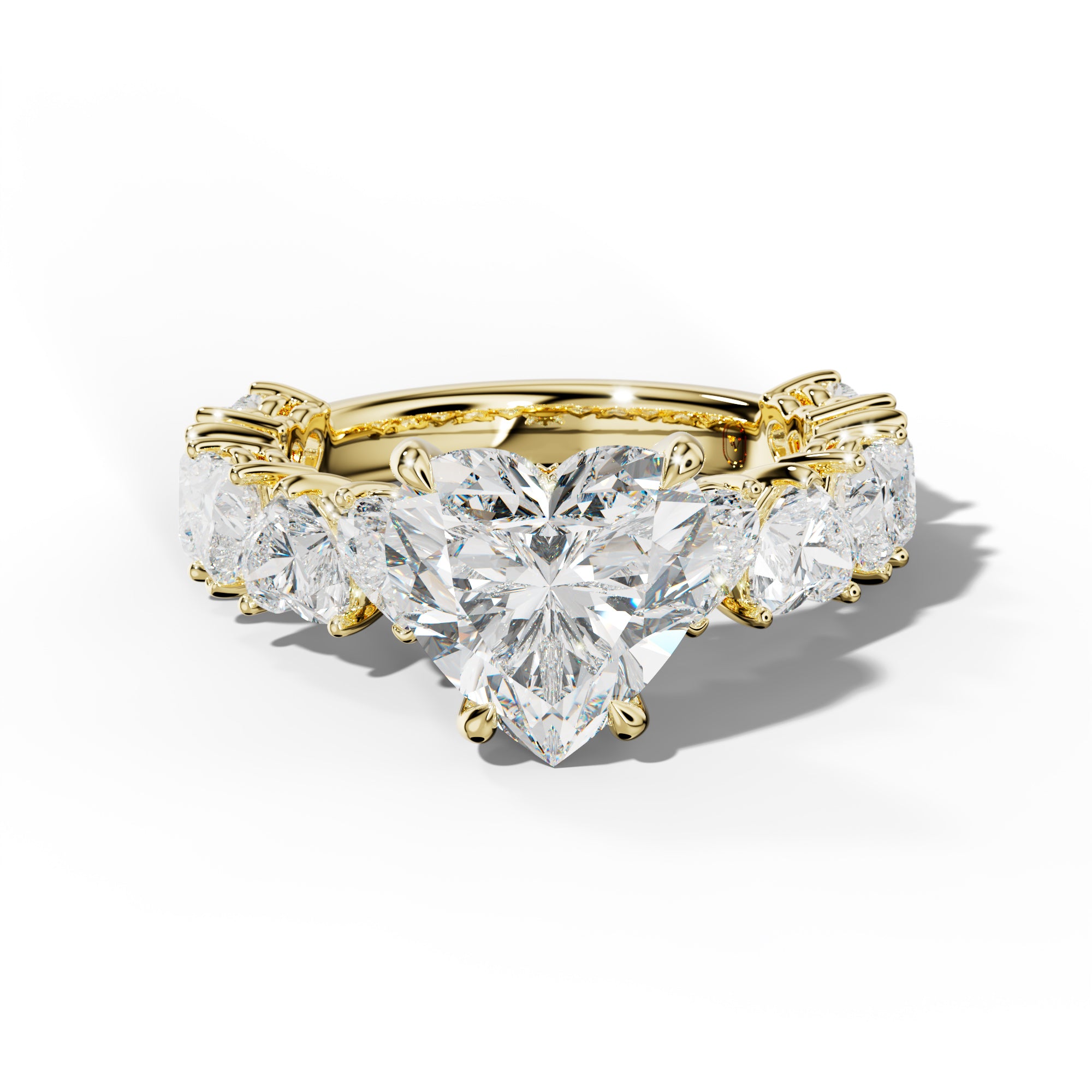 Logan Heart Diamond Engagement Ring With Heart Side Stones