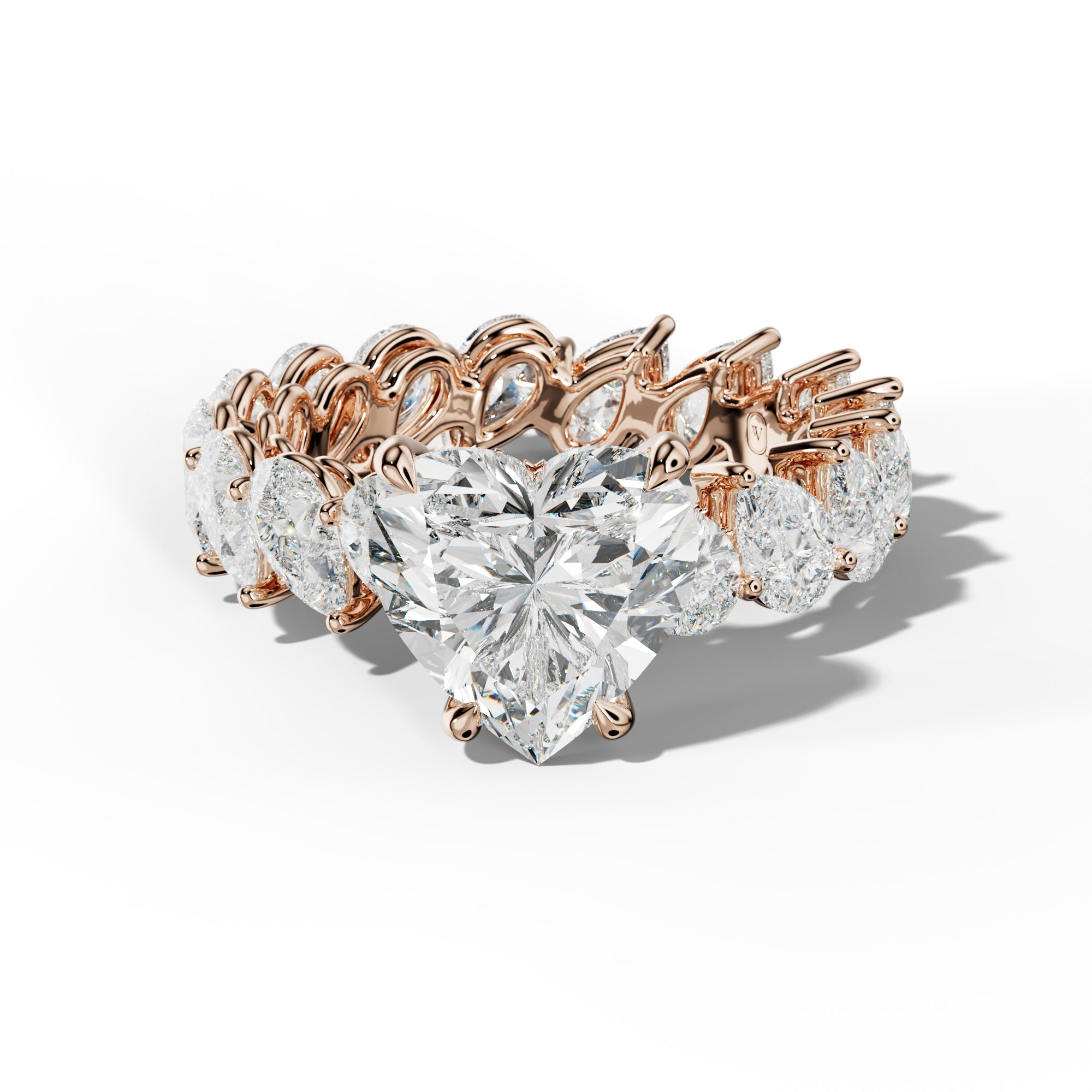 Quinn Heart Diamond Engagement Ring With Slanted Pear Side Stones