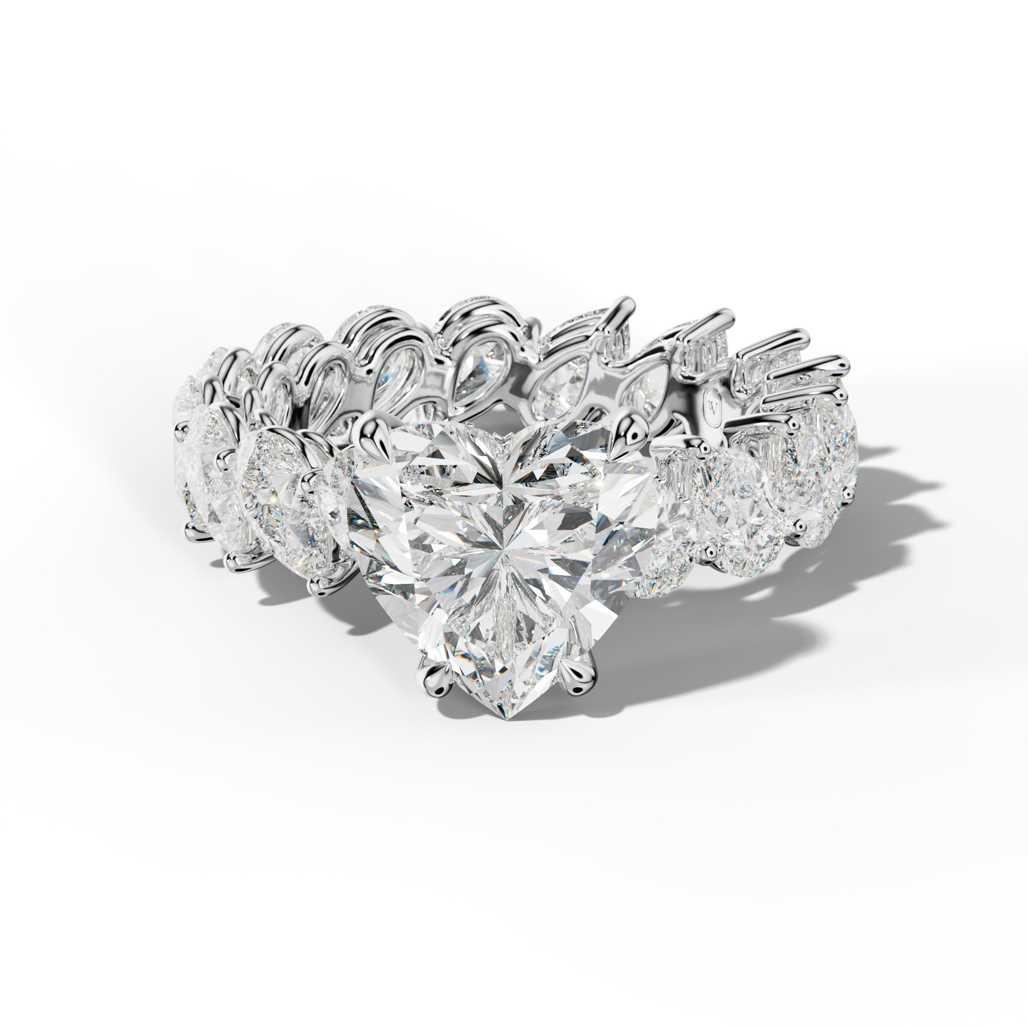 Quinn Heart Diamond Engagement Ring With Slanted Pear Side Stones