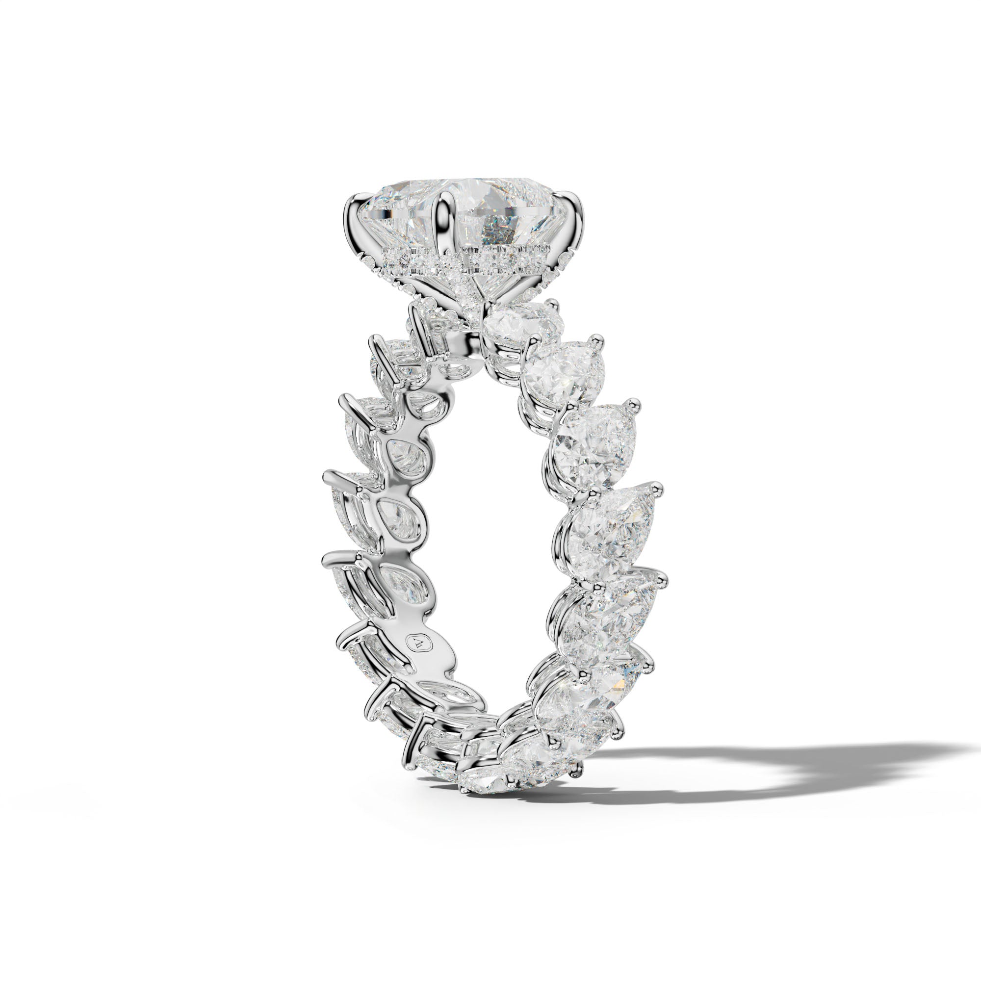 Quinn Heart Diamond Engagement Ring With Slanted Pear Side Stones