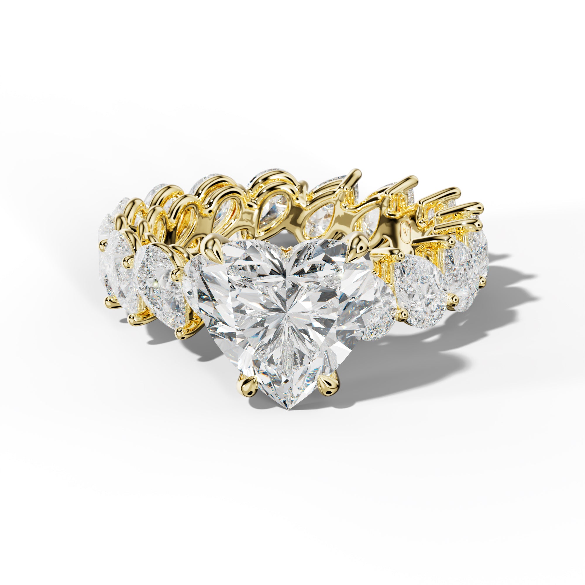 Quinn Heart Diamond Engagement Ring With Slanted Pear Side Stones