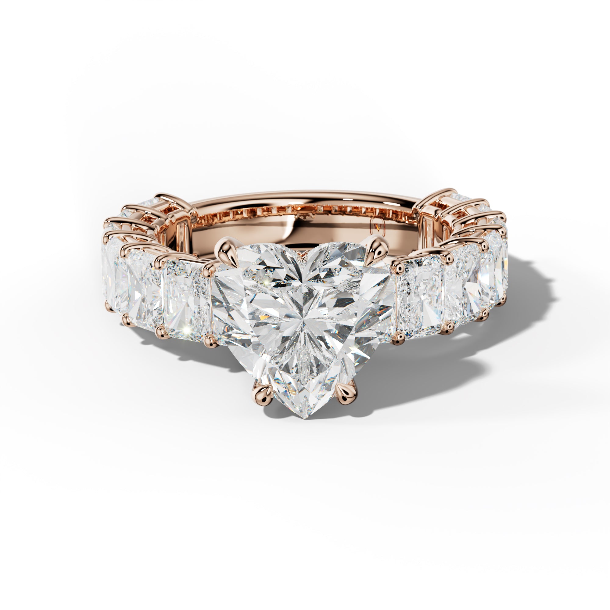 Naomi Heart Diamond Engagement Ring With Radiant Side Stones