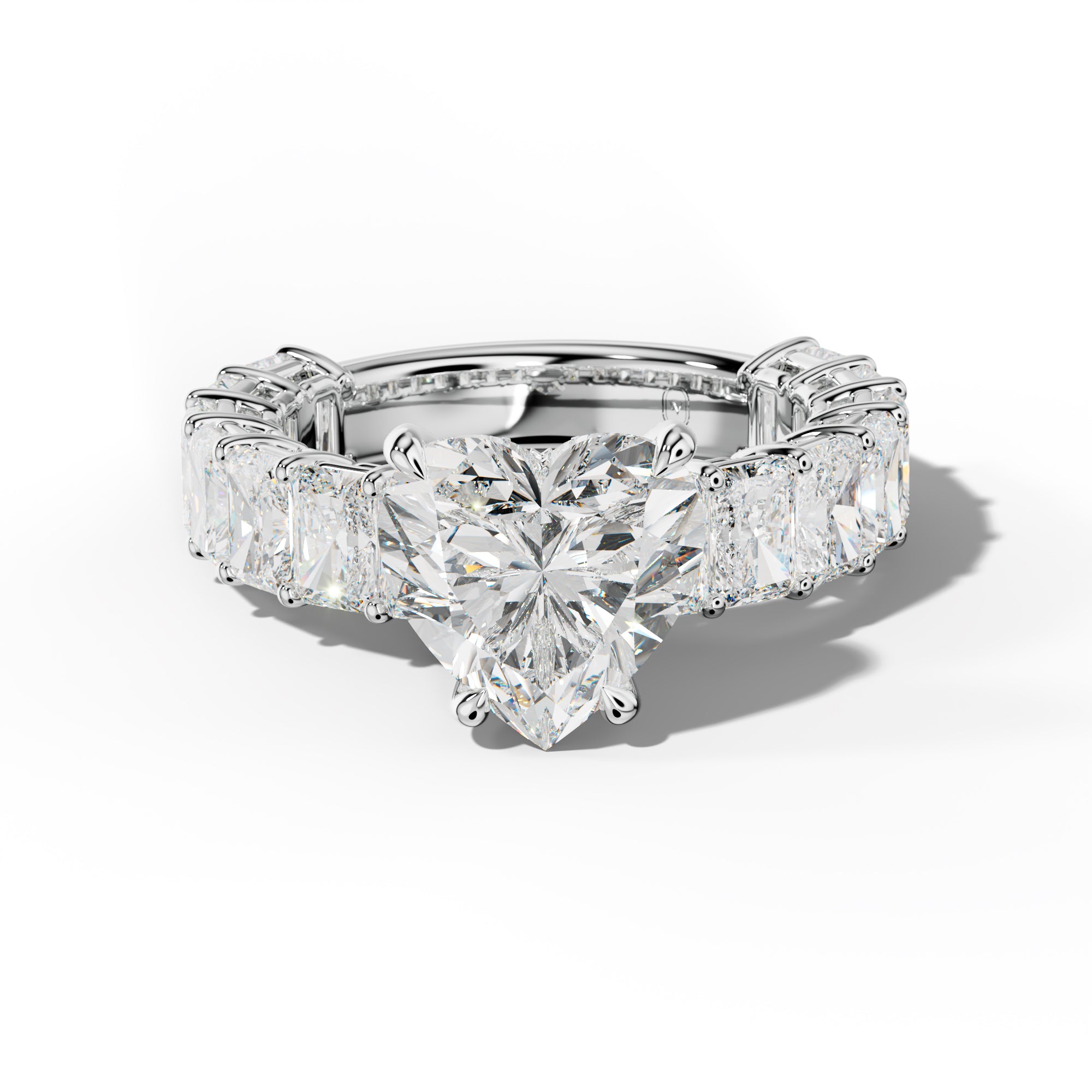 Naomi Heart Diamond Engagement Ring With Radiant Side Stones