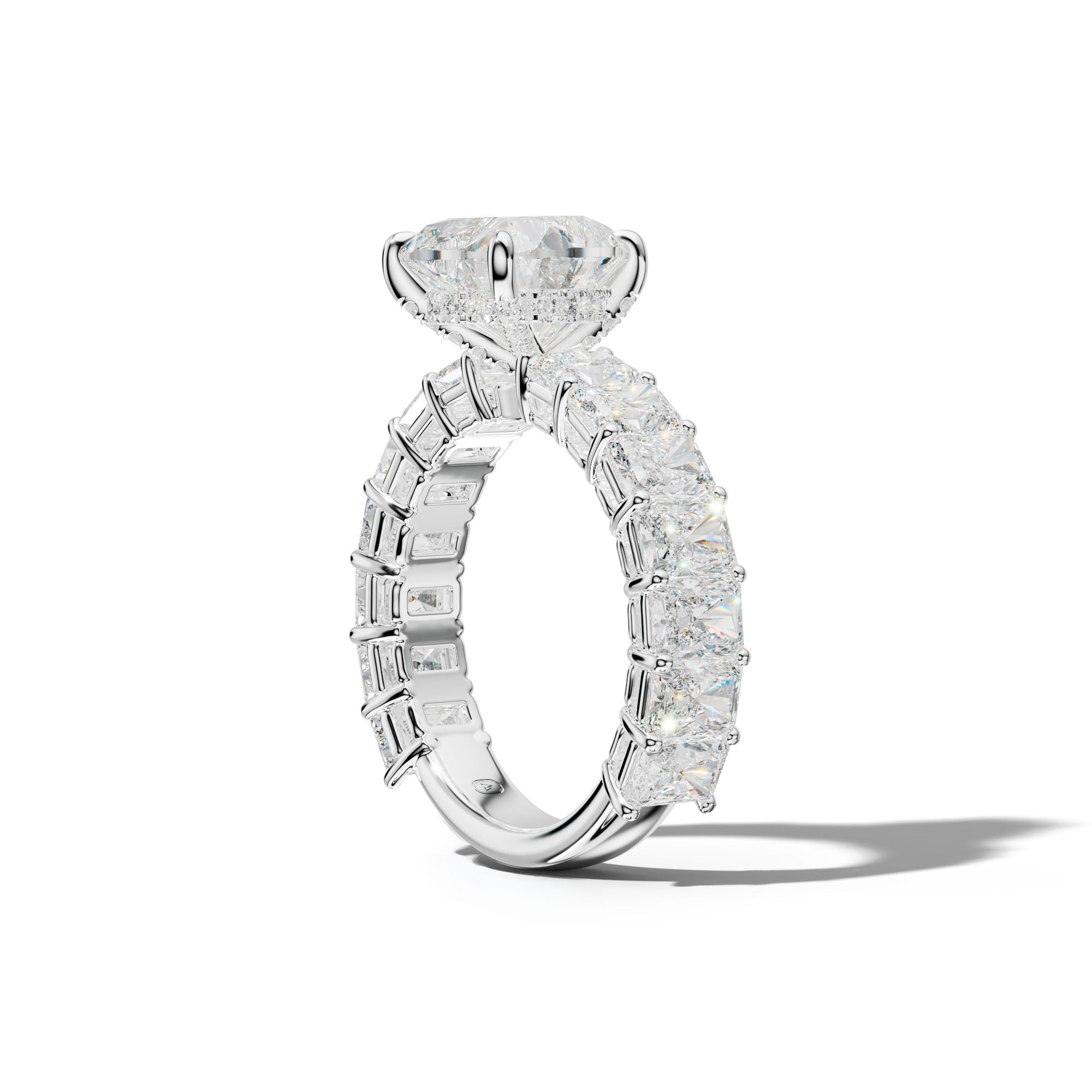 Naomi Heart Diamond Engagement Ring With Radiant Side Stones