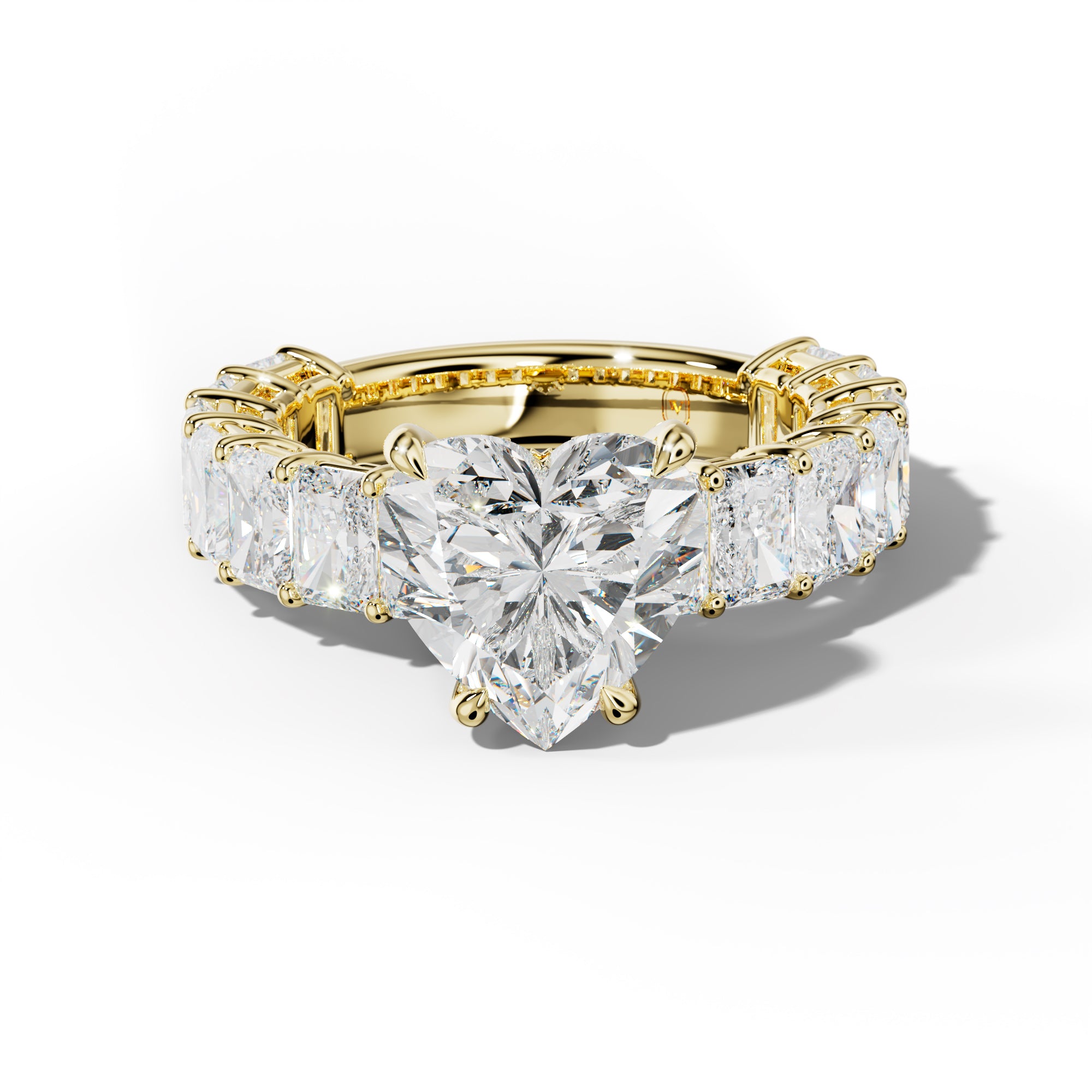 Naomi Heart Diamond Engagement Ring With Radiant Side Stones