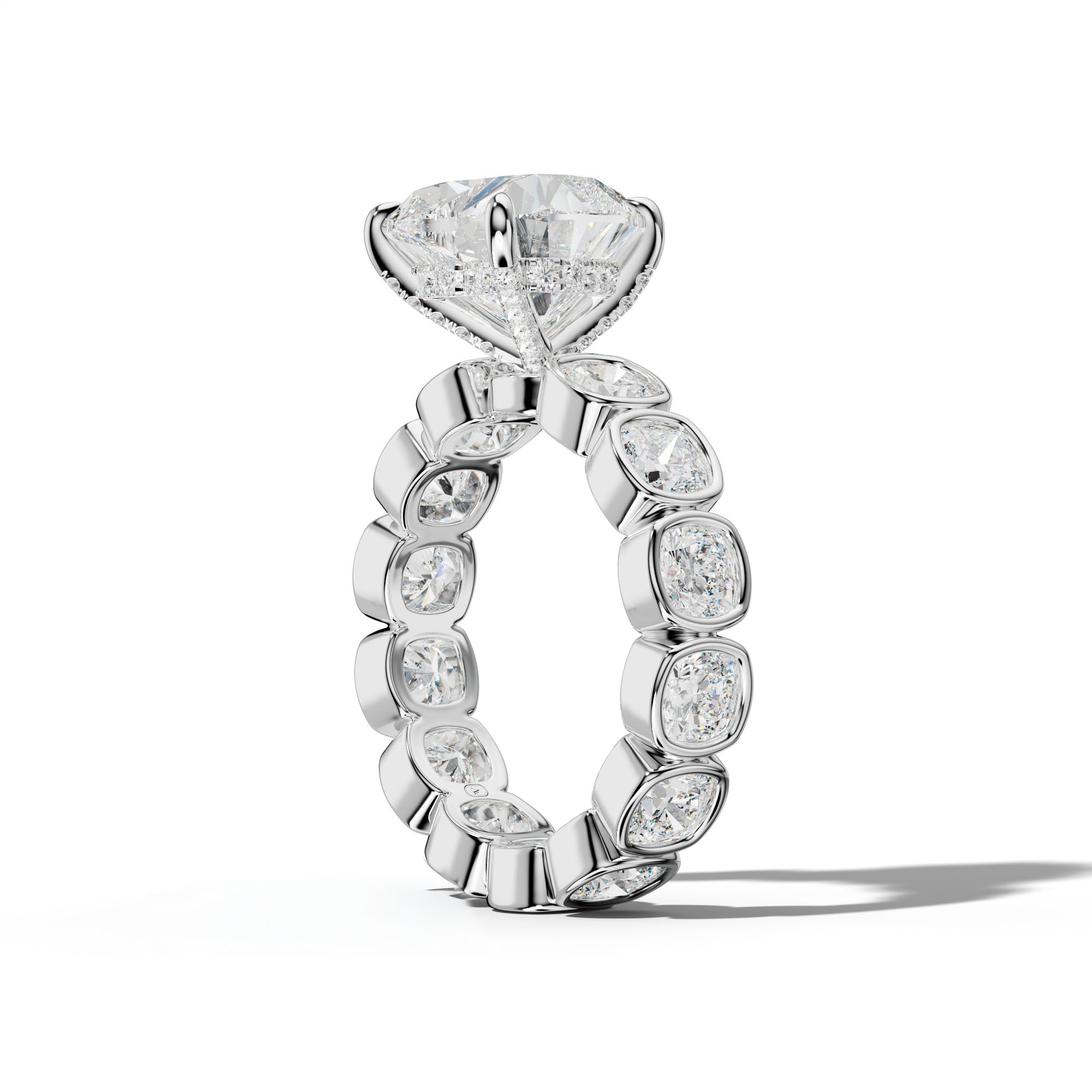 Emerson Heart Diamond Engagement Ring With Cushion Side Stones