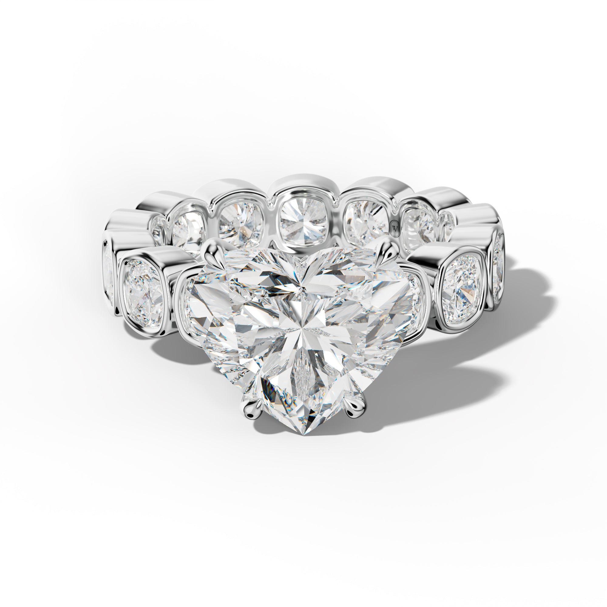 Emerson Heart Diamond Engagement Ring With Cushion Side Stones