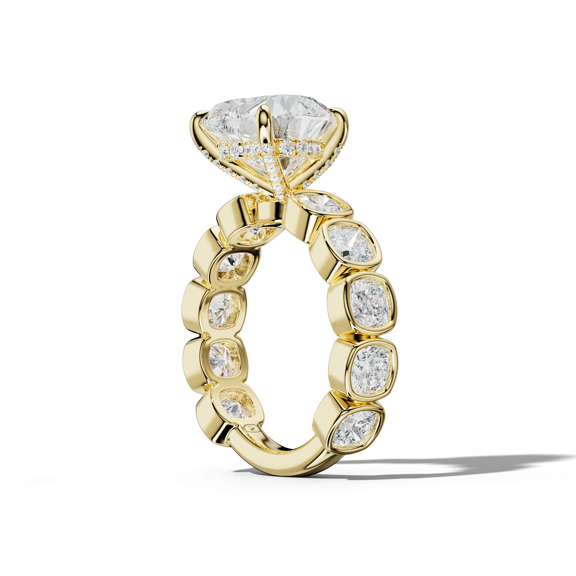 Sage Heart Diamond Engagement Ring With Cushion Side Stones