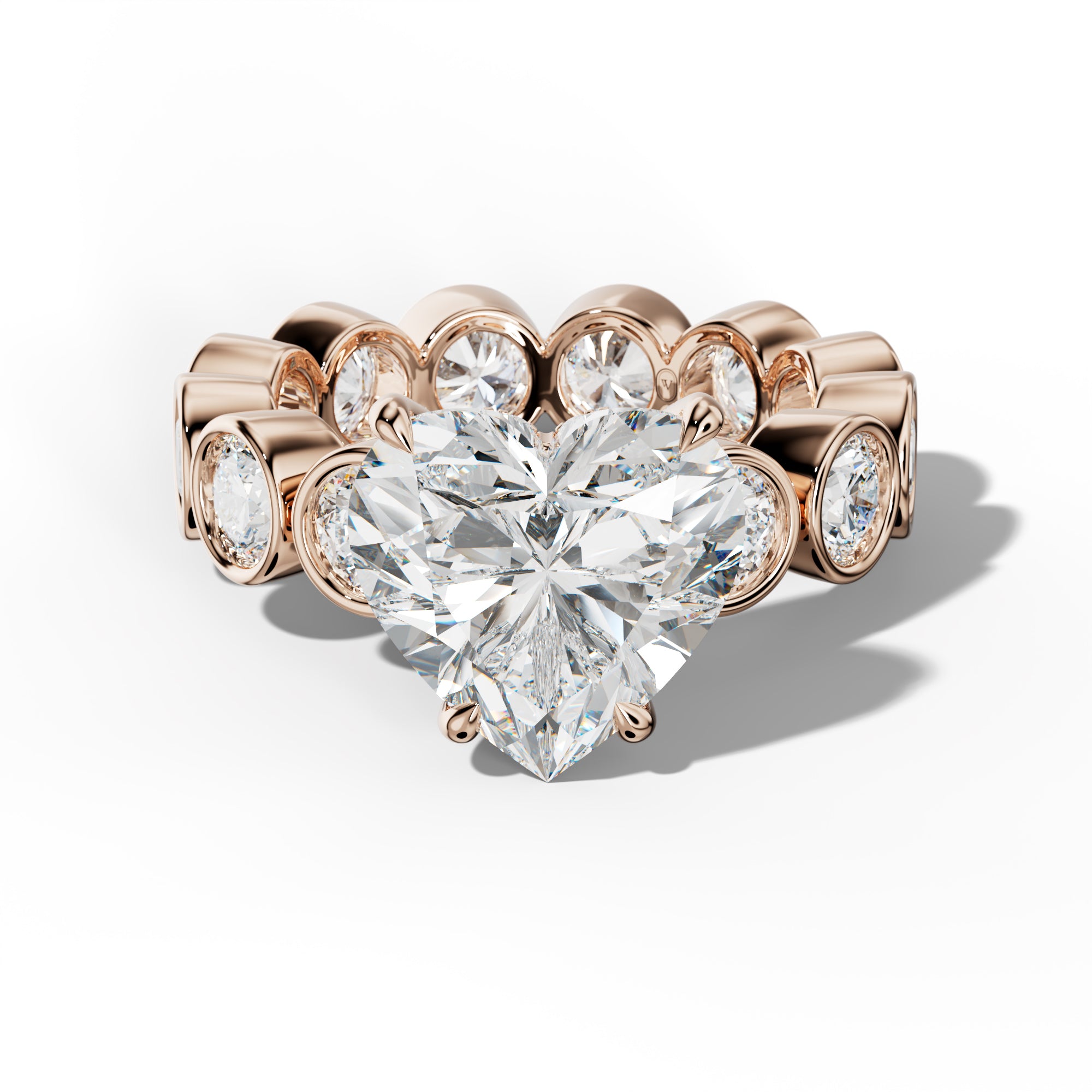 Maeve Heart Diamond Engagement Ring With Round Side Stones