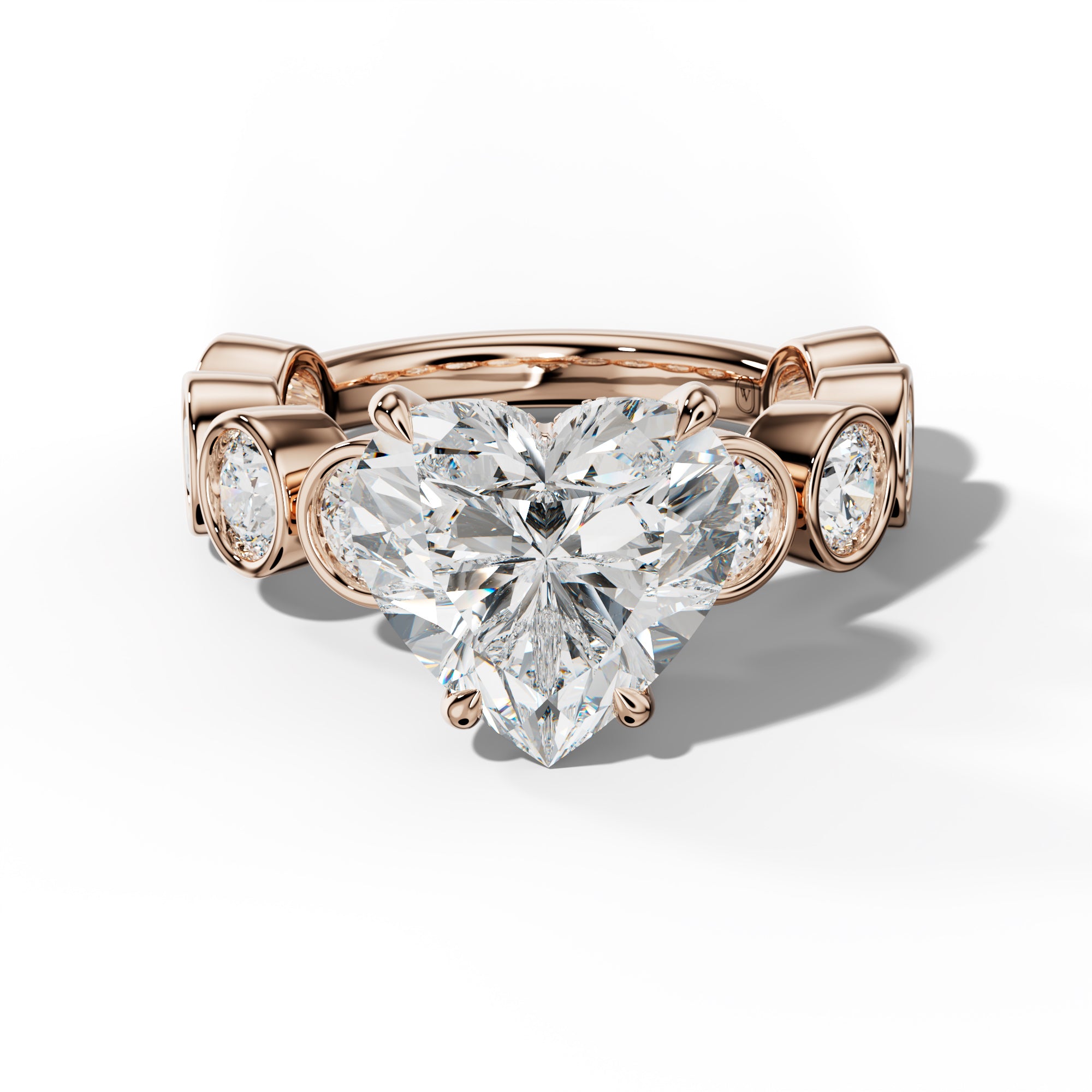 Raegan Heart Diamond Engagement Ring With Round Side Stones