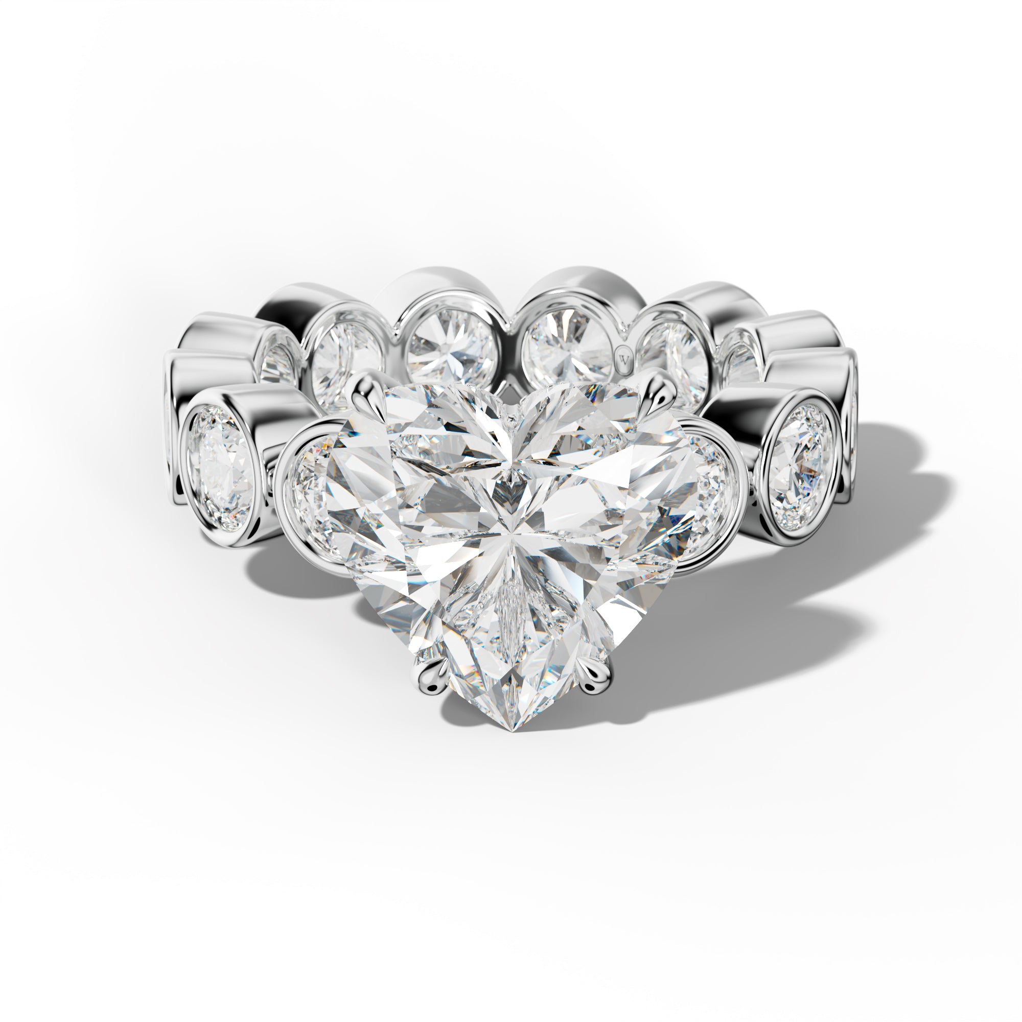 Maeve Heart Diamond Engagement Ring With Round Side Stones
