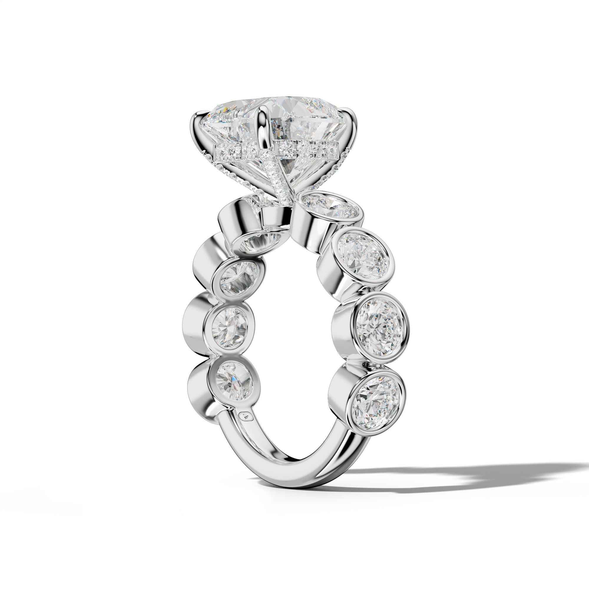 Raegan Heart Diamond Engagement Ring With Round Side Stones