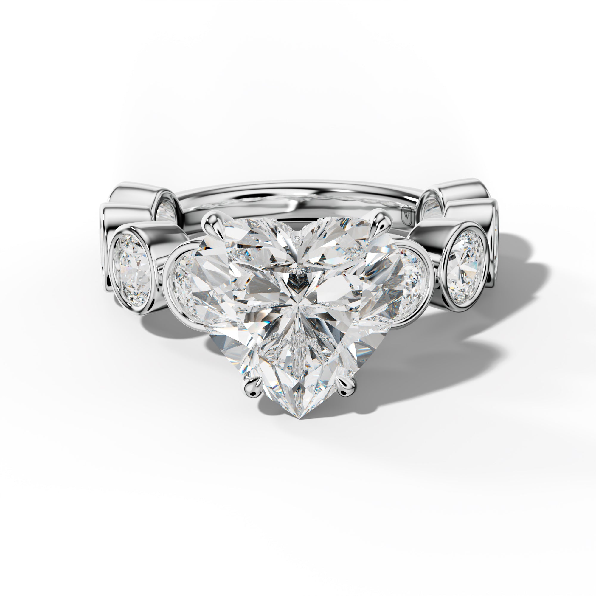 Raegan Heart Diamond Engagement Ring With Round Side Stones
