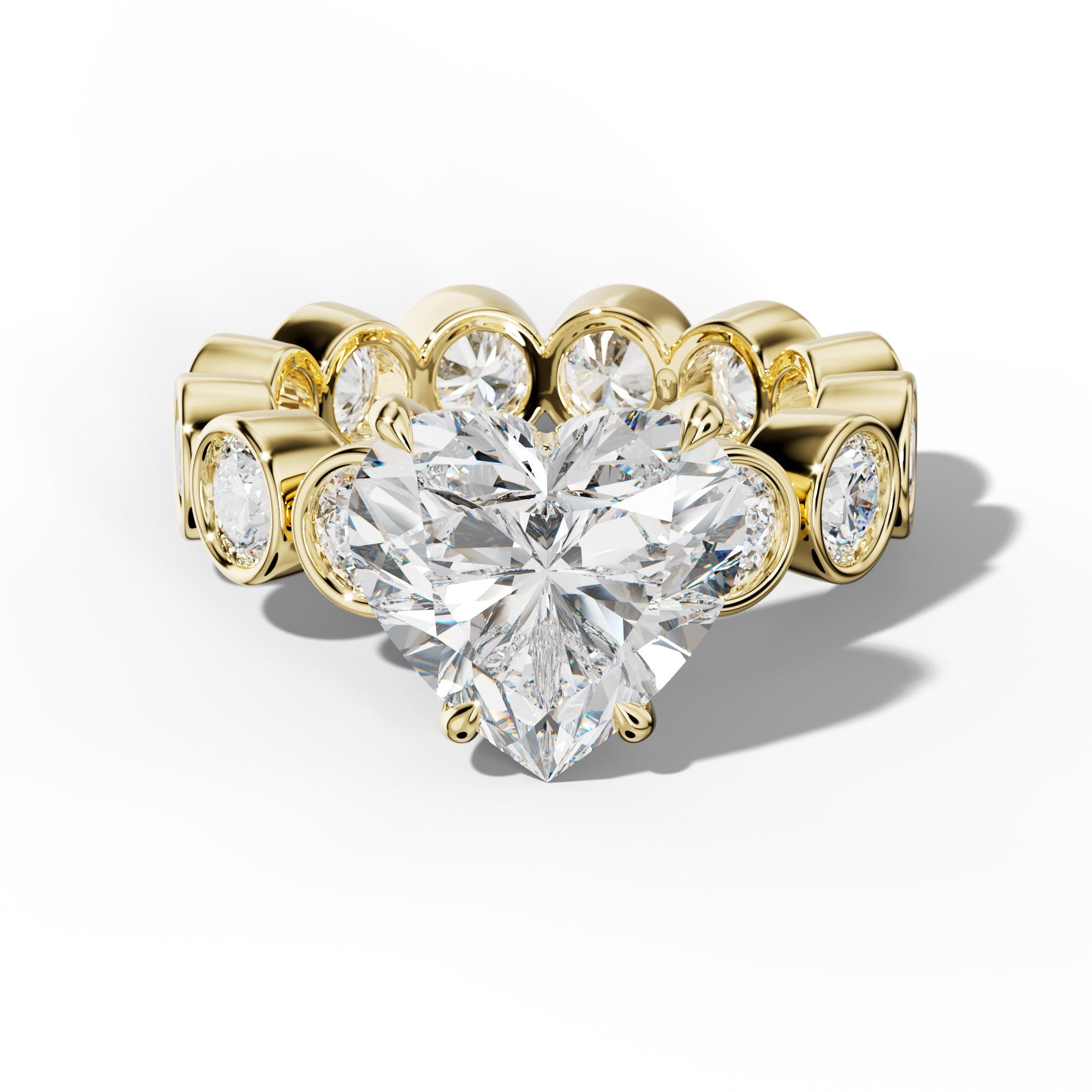 Maeve Heart Diamond Engagement Ring With Round Side Stones