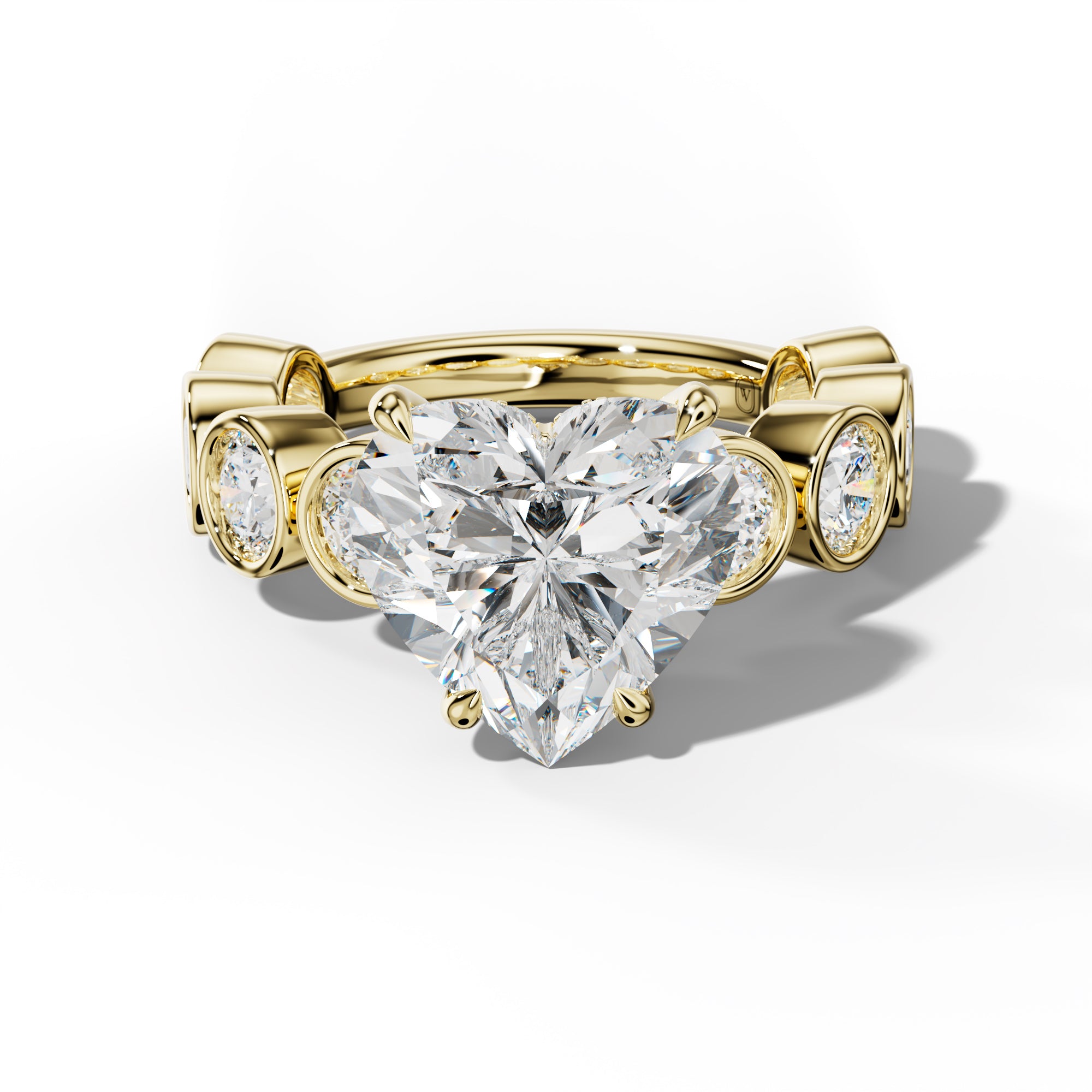 Raegan Heart Diamond Engagement Ring With Round Side Stones