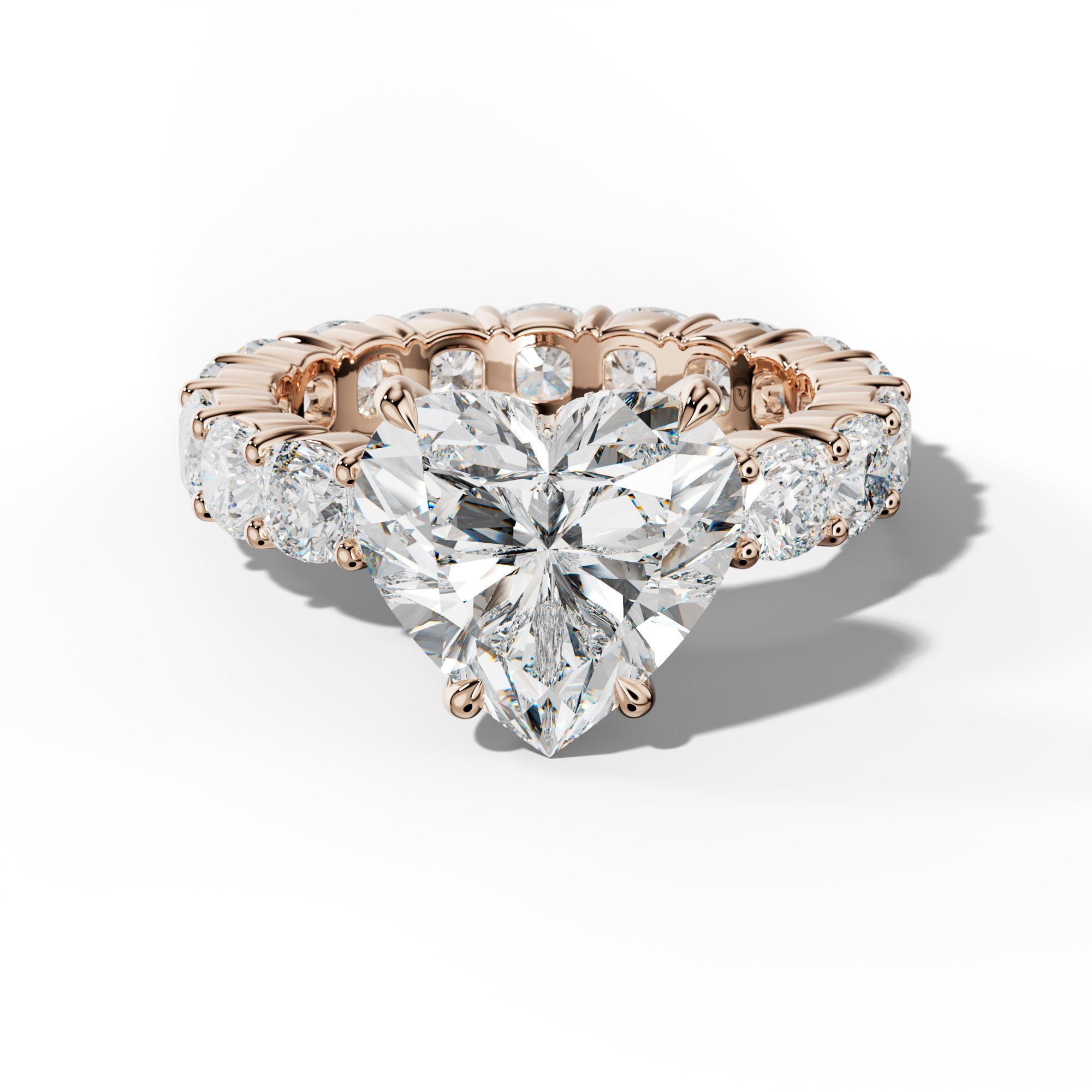 Teagan Heart Diamond Engagement Ring With Cushion Side Stones