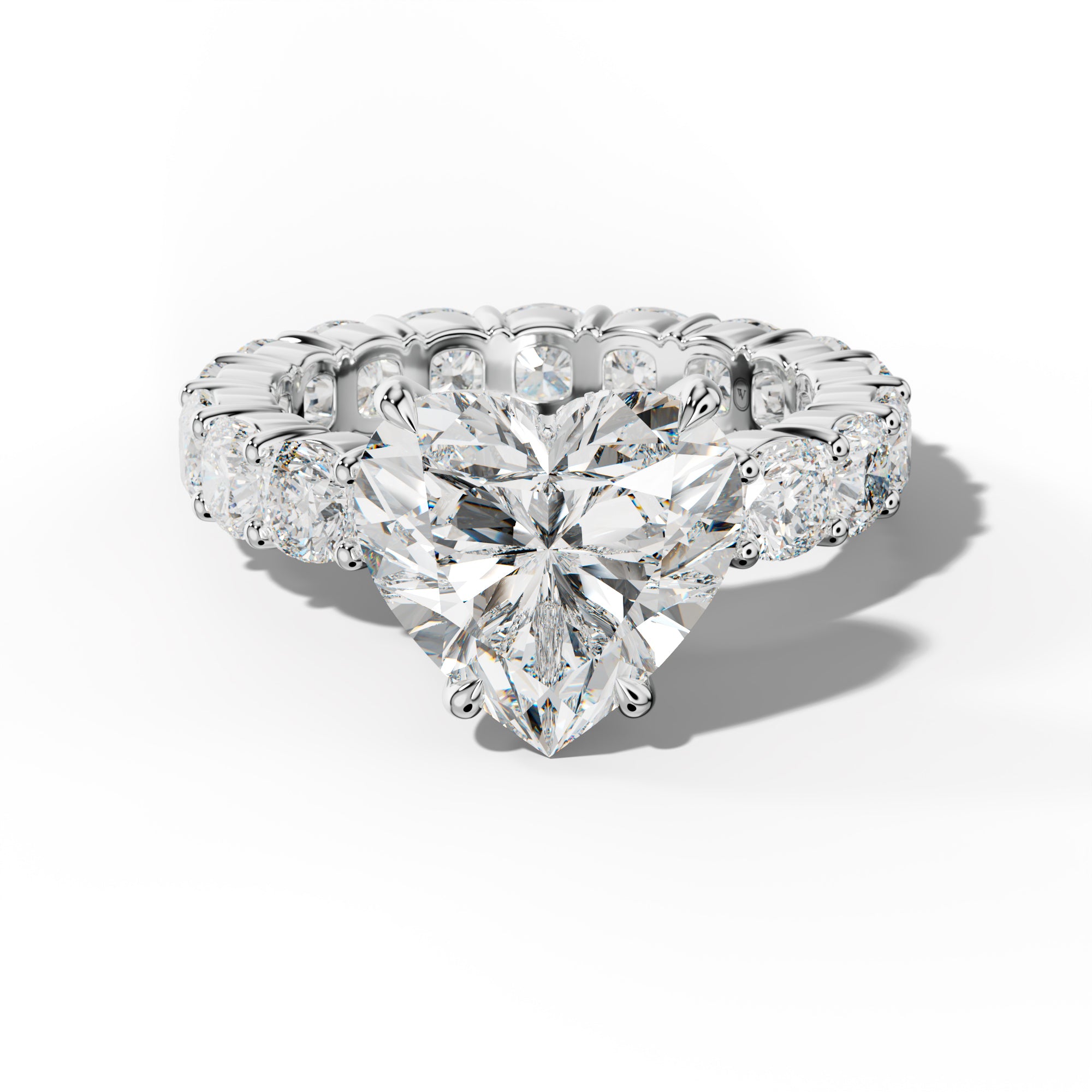 Teagan Heart Diamond Engagement Ring With Cushion Side Stones
