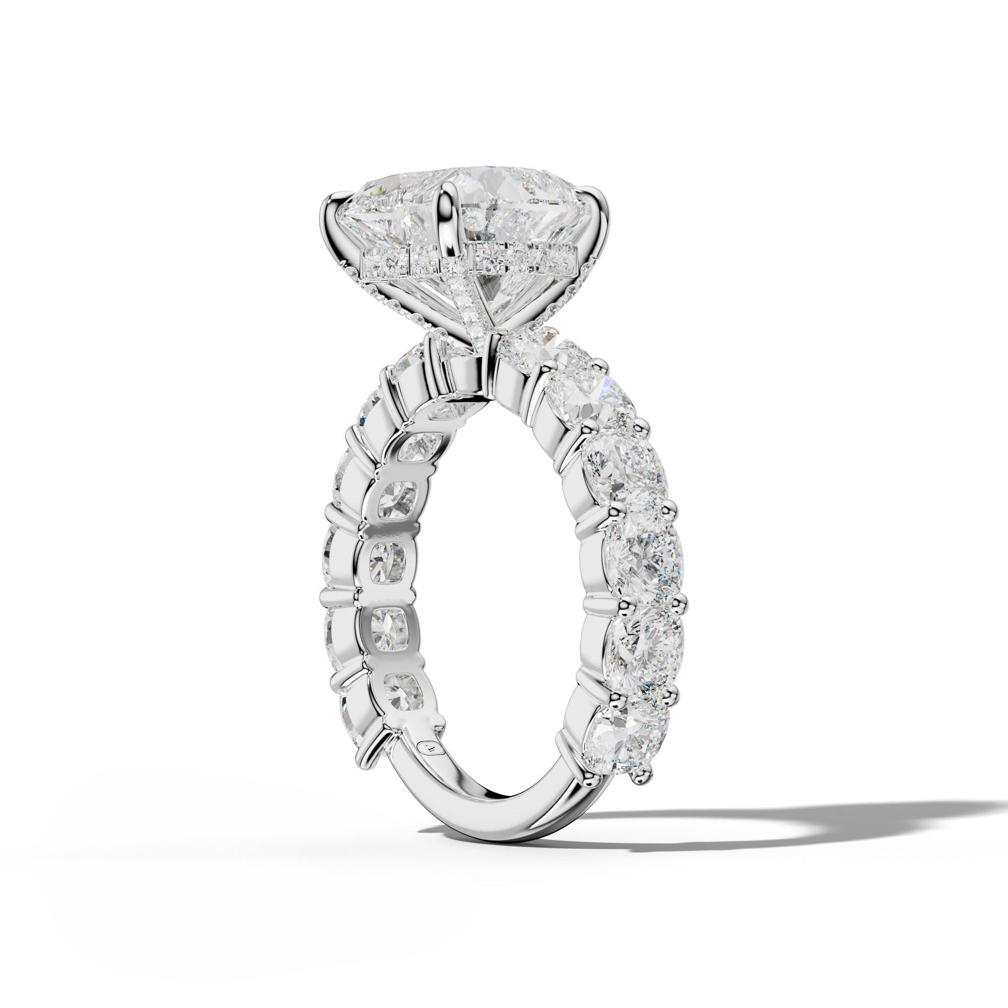 Scottie Heart Diamond Engagement Ring With Cushion Side Stones