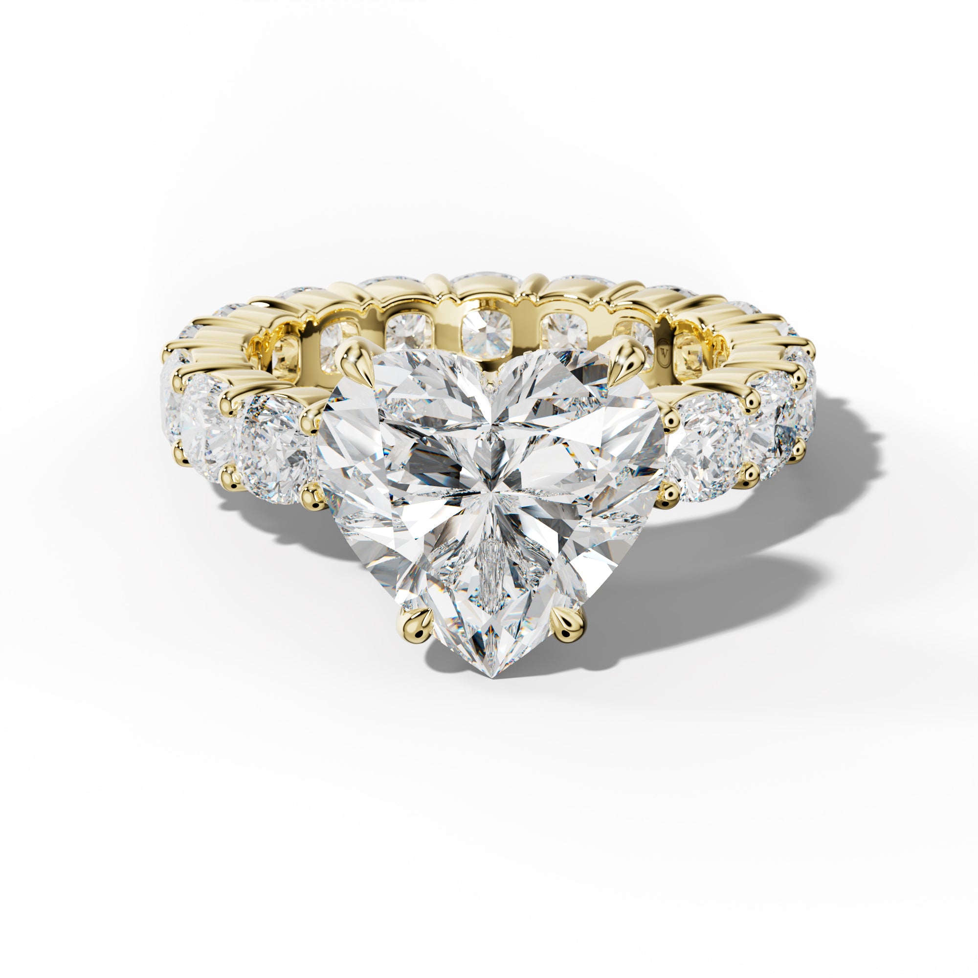 Teagan Heart Diamond Engagement Ring With Cushion Side Stones
