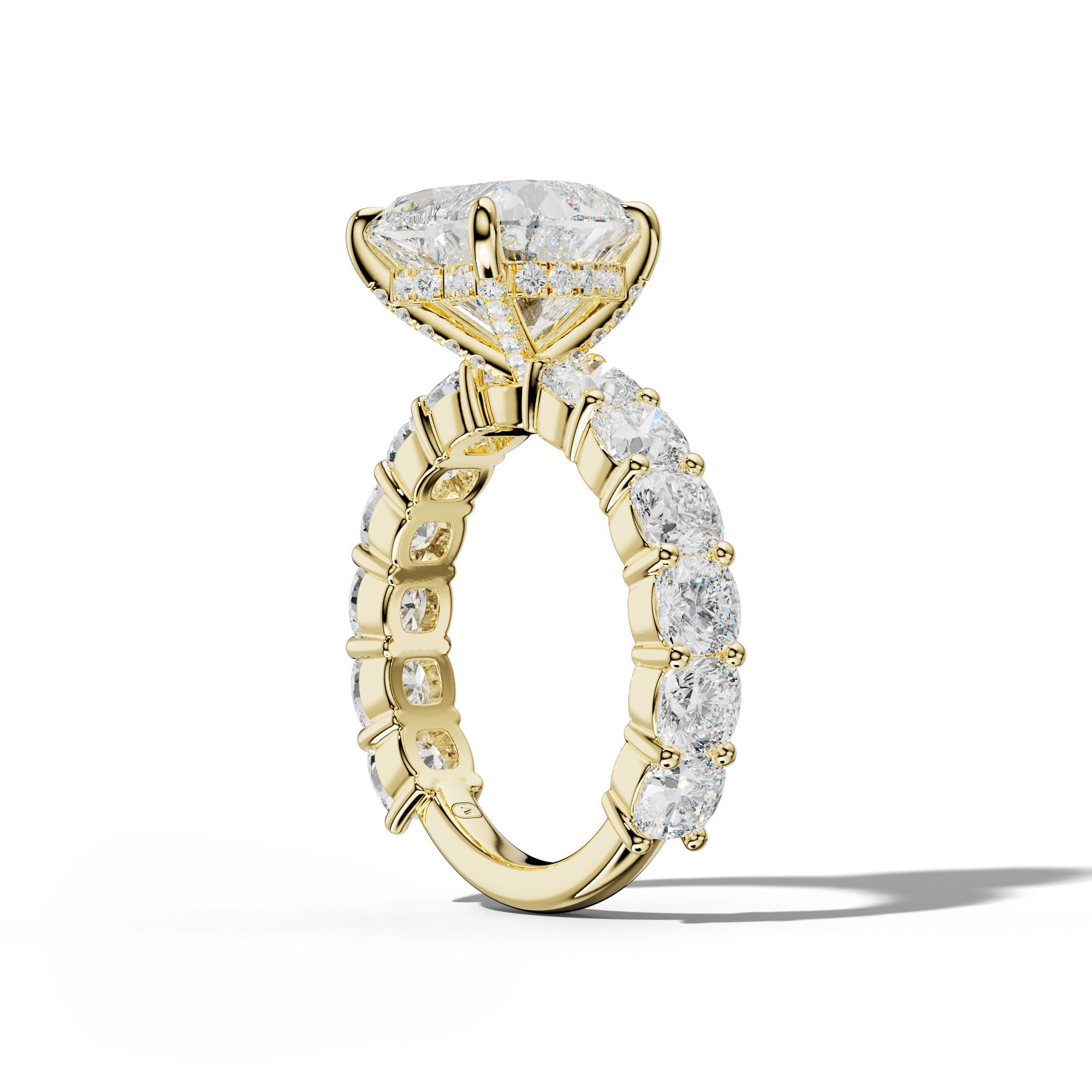 Scottie Heart Diamond Engagement Ring With Cushion Side Stones