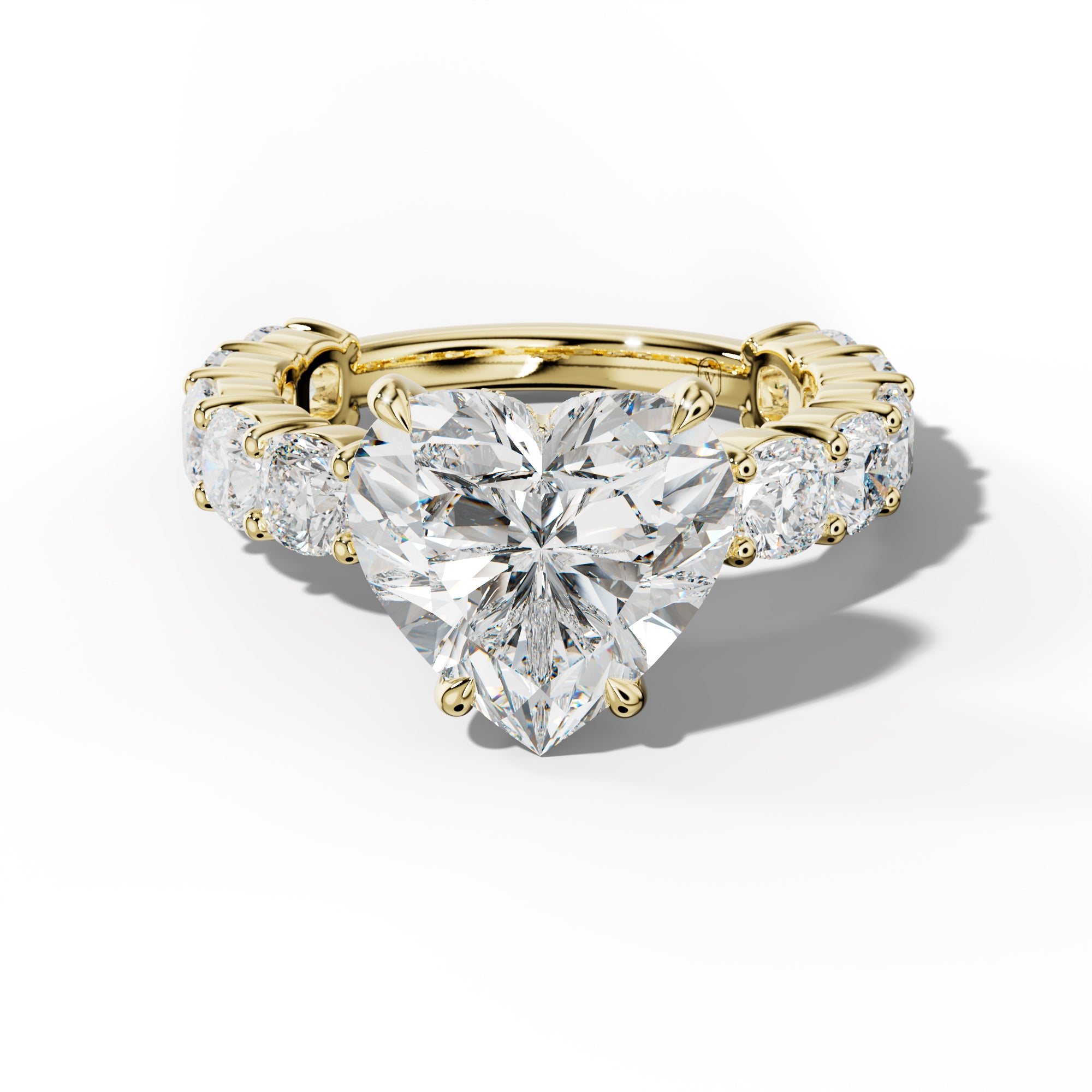 Scottie Heart Diamond Engagement Ring With Cushion Side Stones