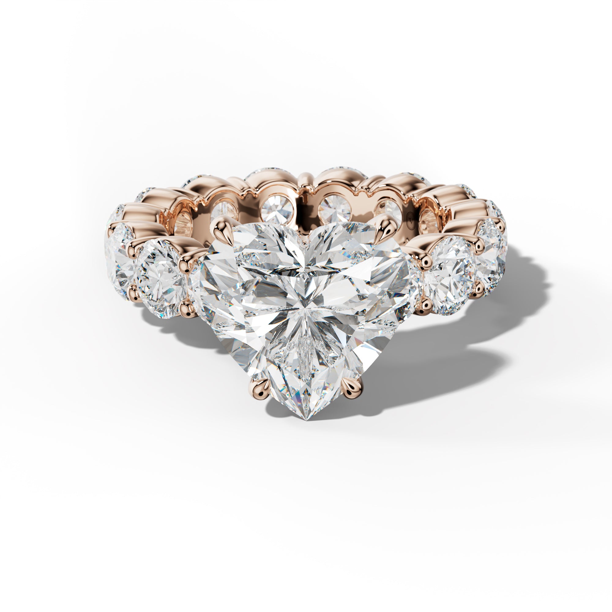 Fernanda Heart Diamond Engagement Ring With Round Side Stones