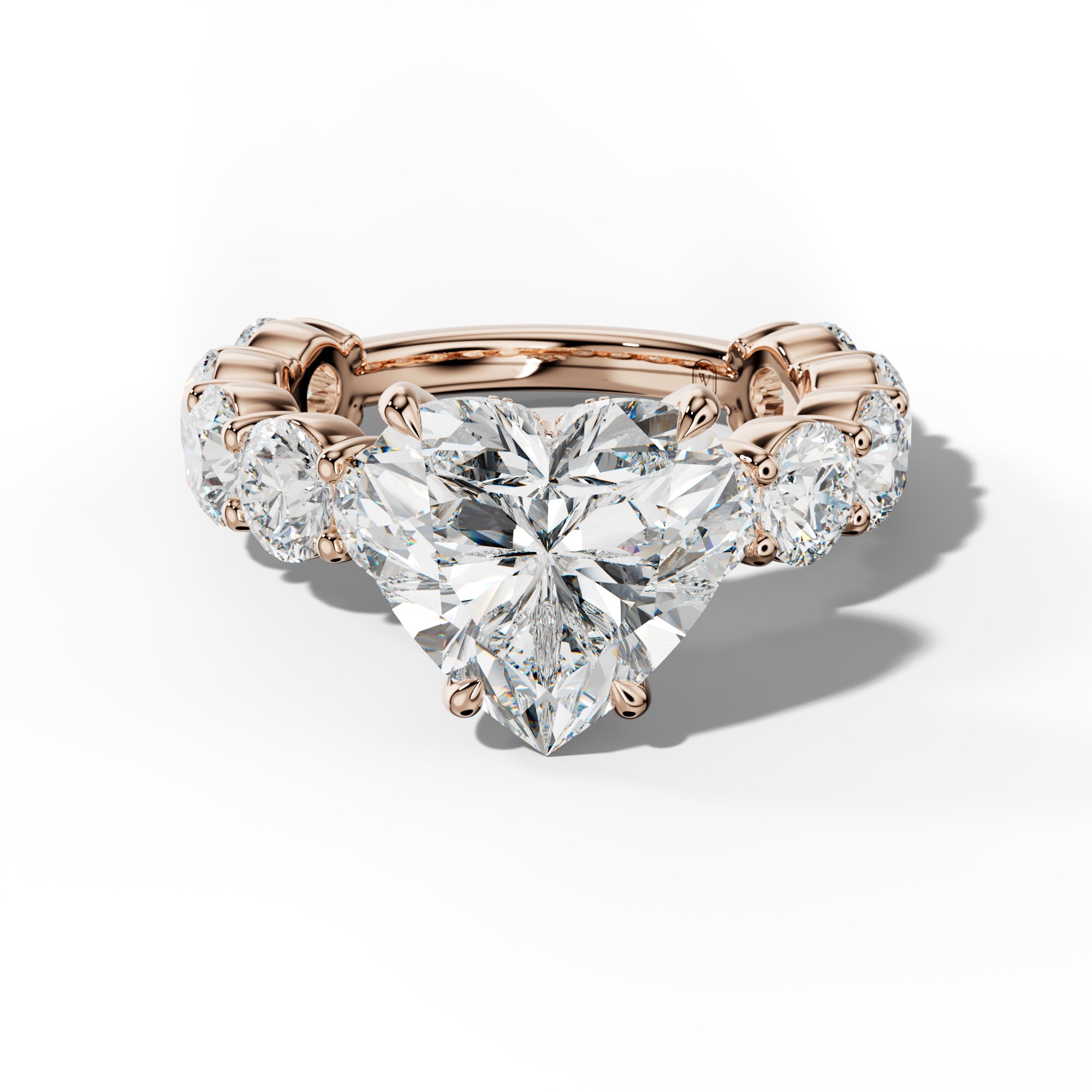 Marley Heart Diamond Engagement Ring With Round Side Stones