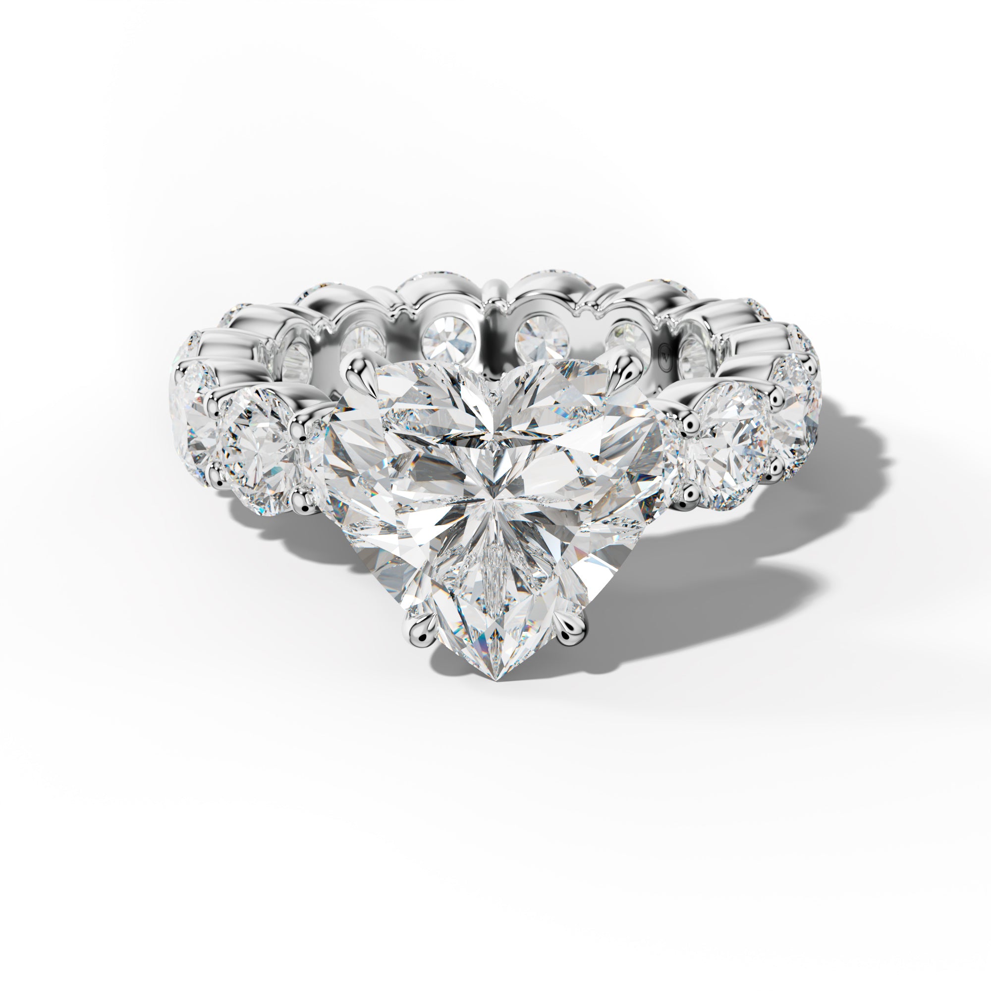 Fernanda Heart Diamond Engagement Ring With Round Side Stones