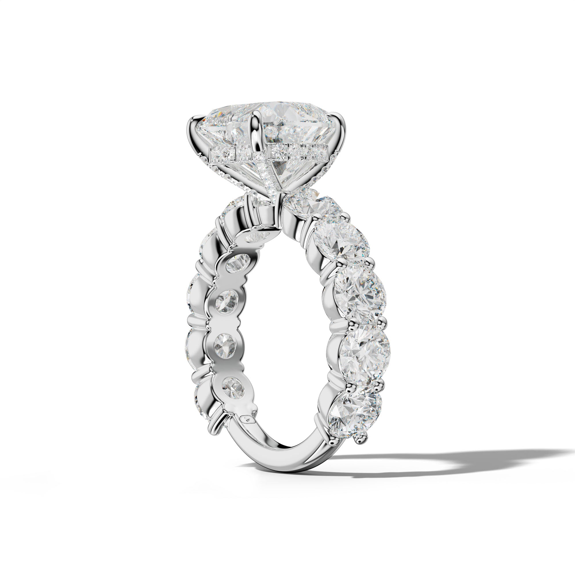 Marley Heart Diamond Engagement Ring With Round Side Stones