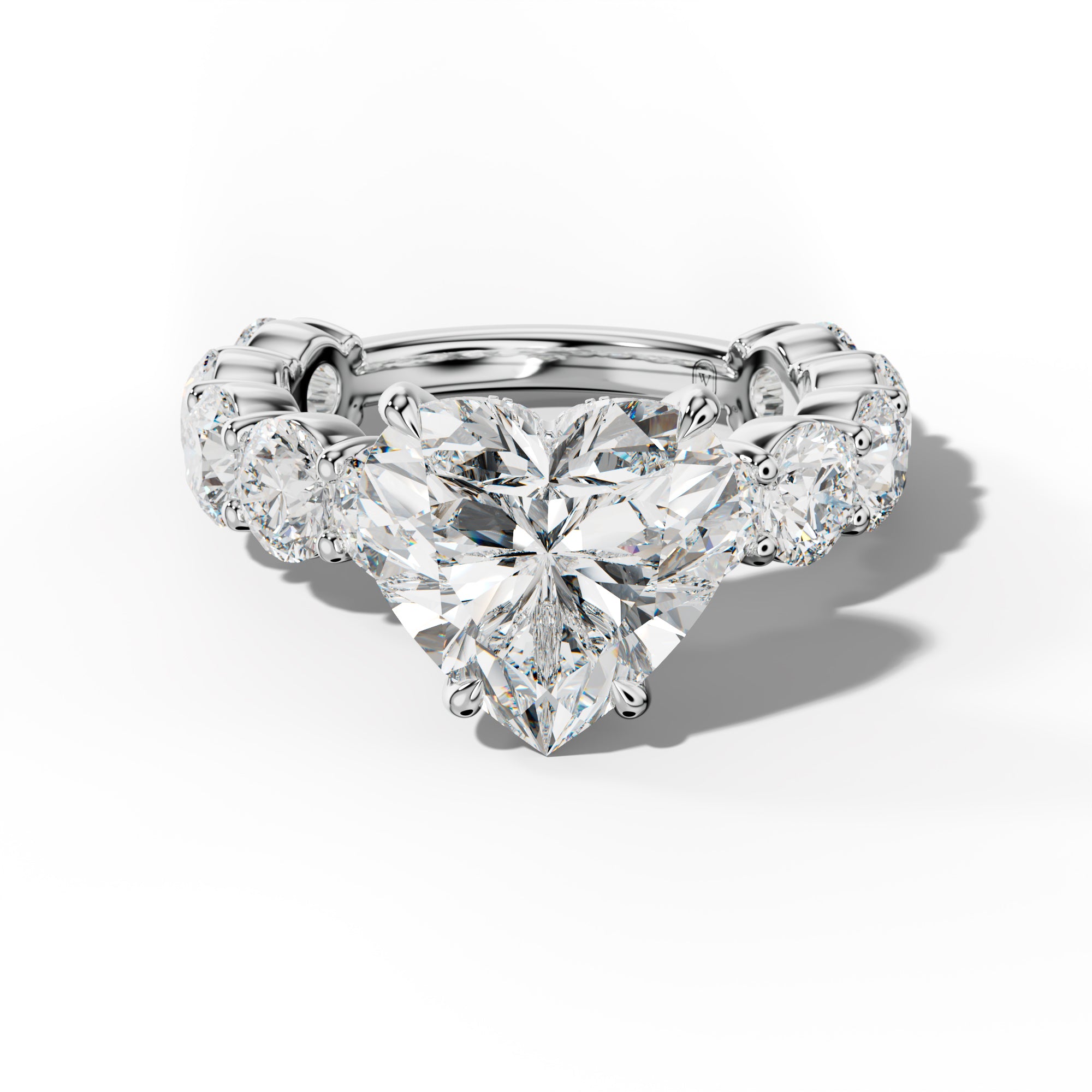 Marley Heart Diamond Engagement Ring With Round Side Stones