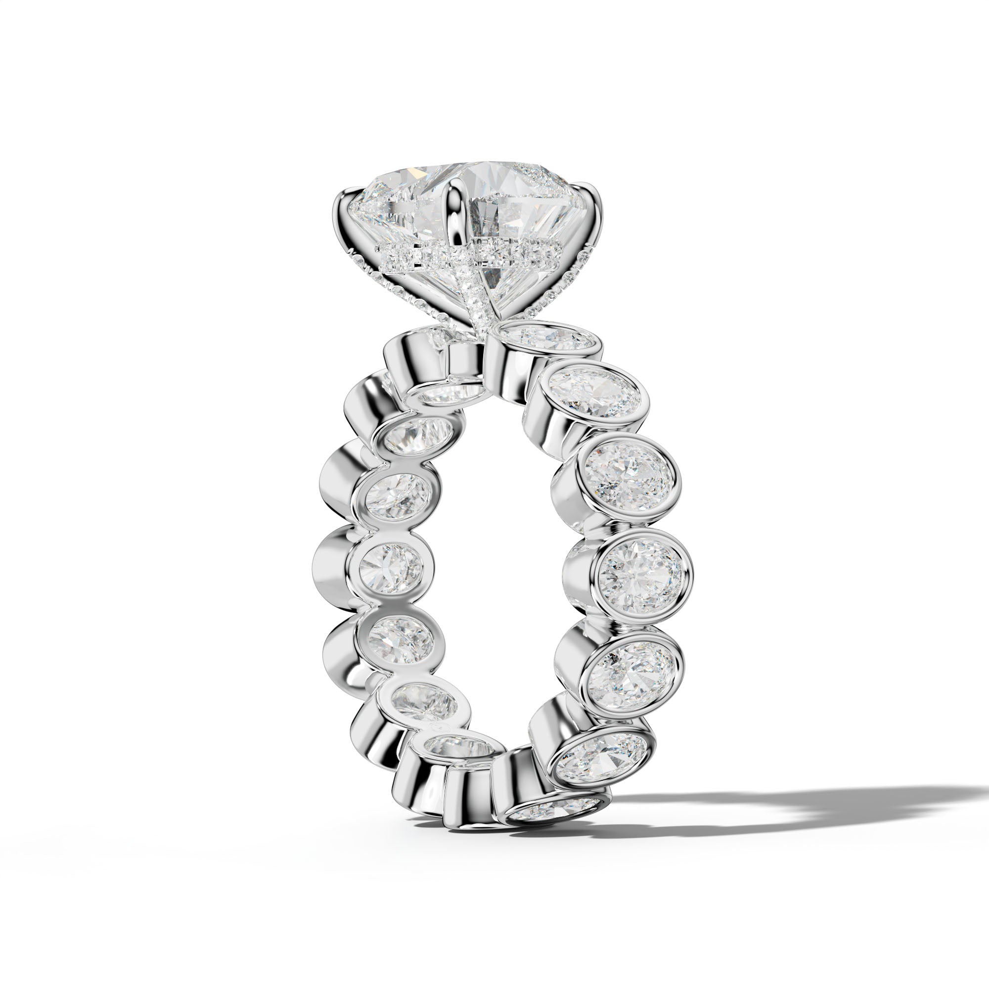 Brielle Heart Diamond Engagement Ring With Oval Side Stones