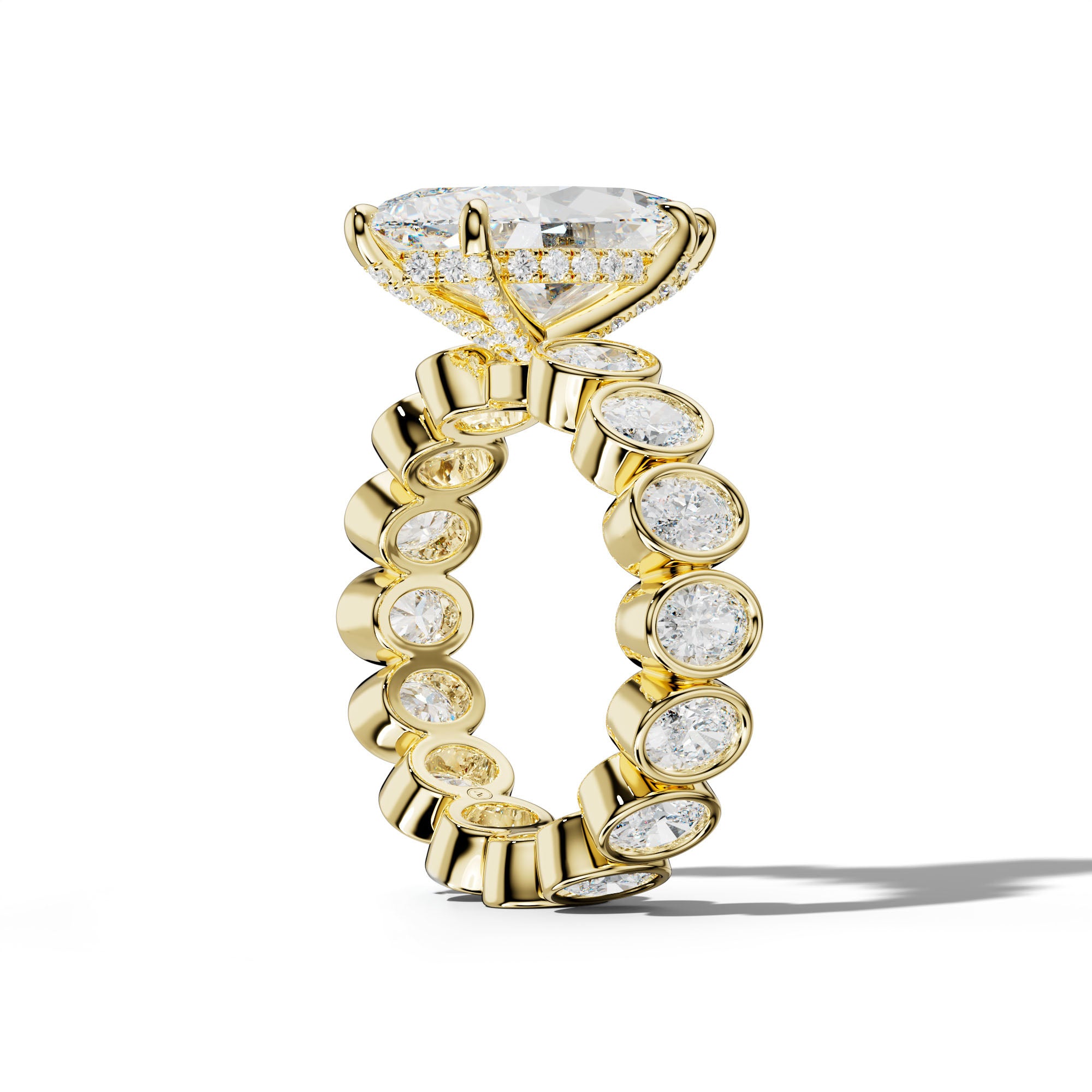 Brielle Heart Diamond Engagement Ring With Oval Side Stones