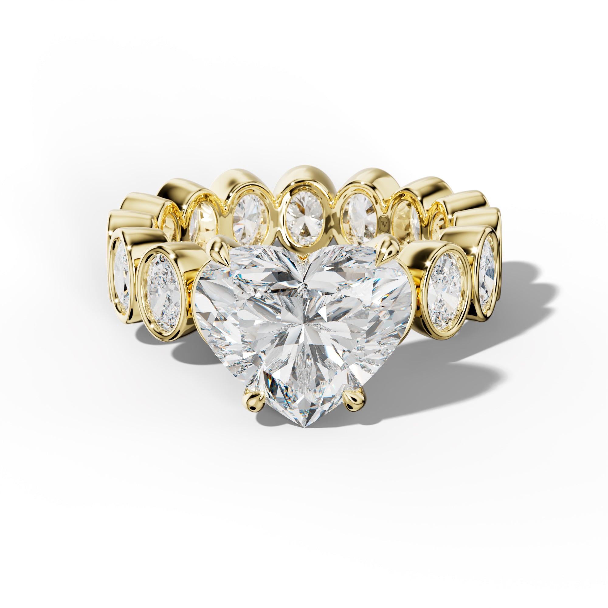 Brielle Heart Diamond Engagement Ring With Oval Side Stones