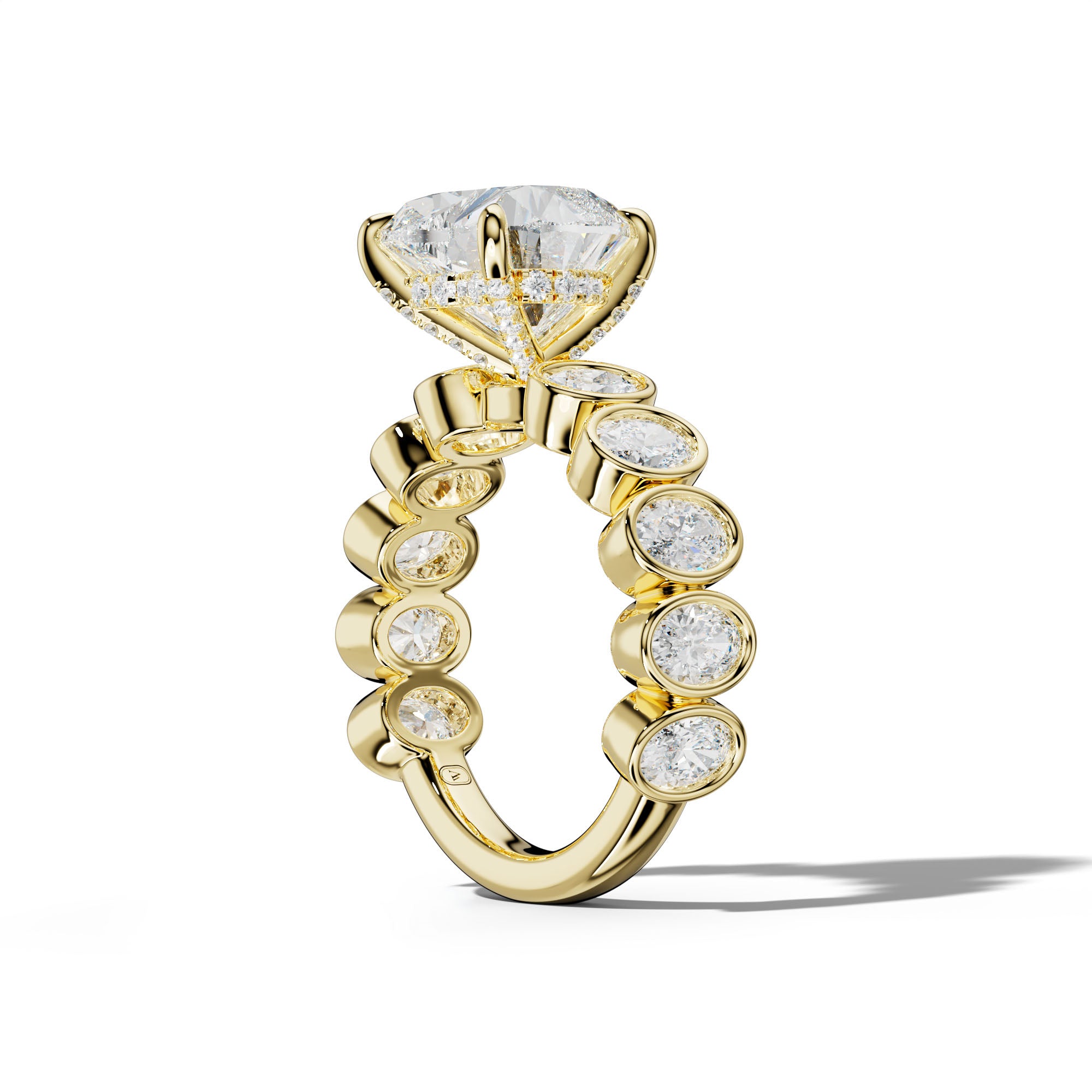Linda Heart Diamond Engagement Ring With Oval Side Stones