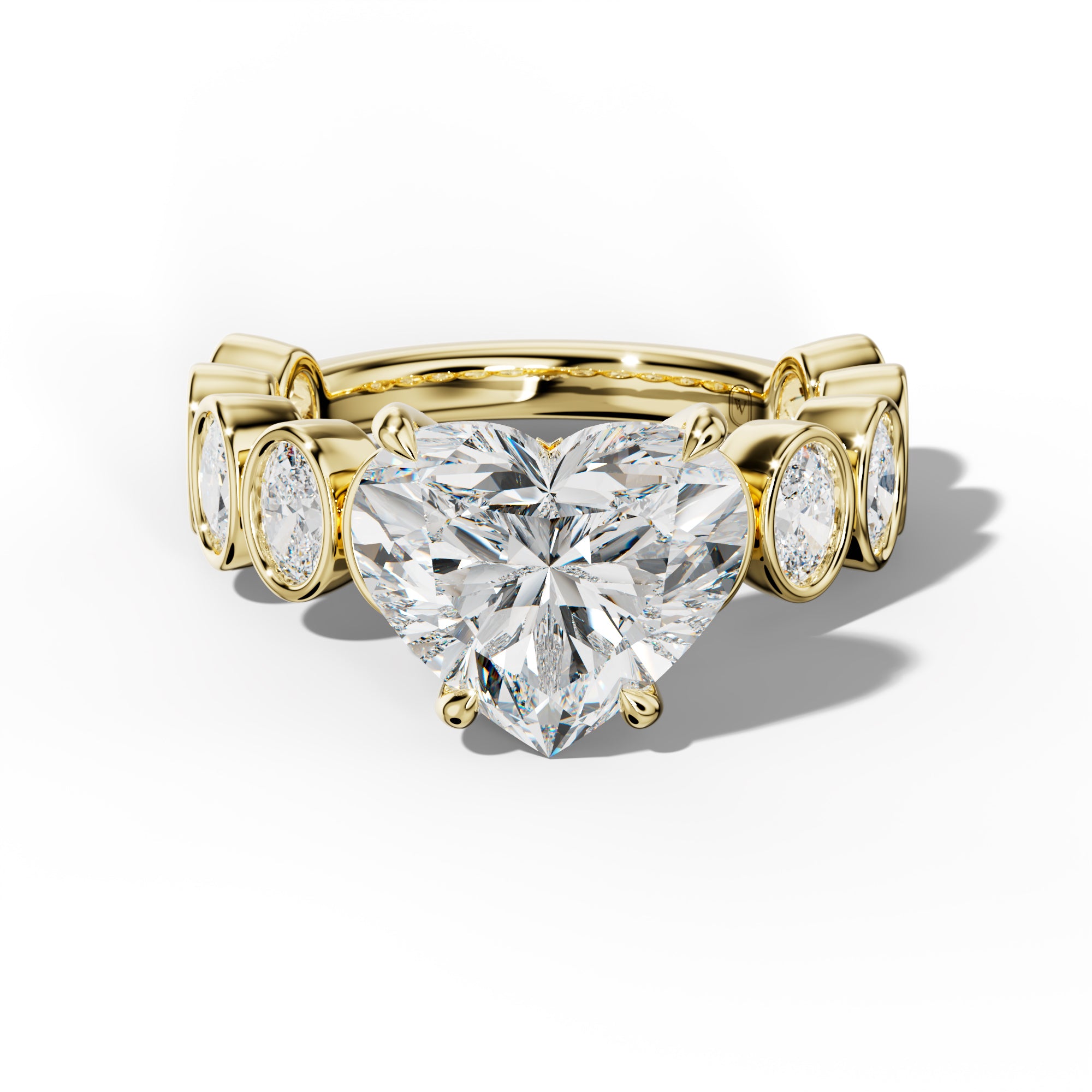 Linda Heart Diamond Engagement Ring With Oval Side Stones