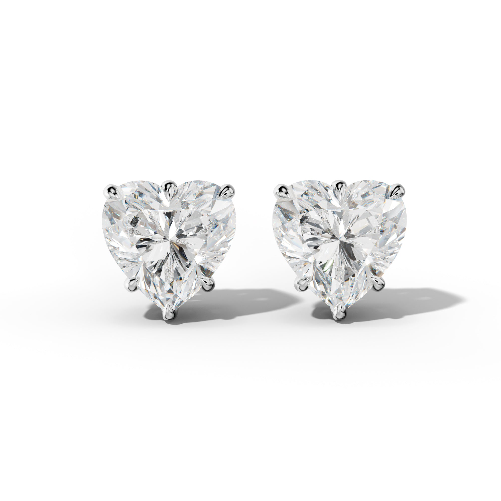 Heart  Diamond Stud Earrings With Six Prongs
