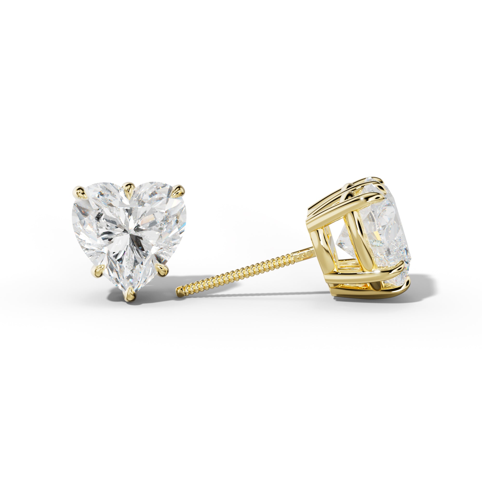 Heart  Diamond Stud Earrings With Six Prongs
