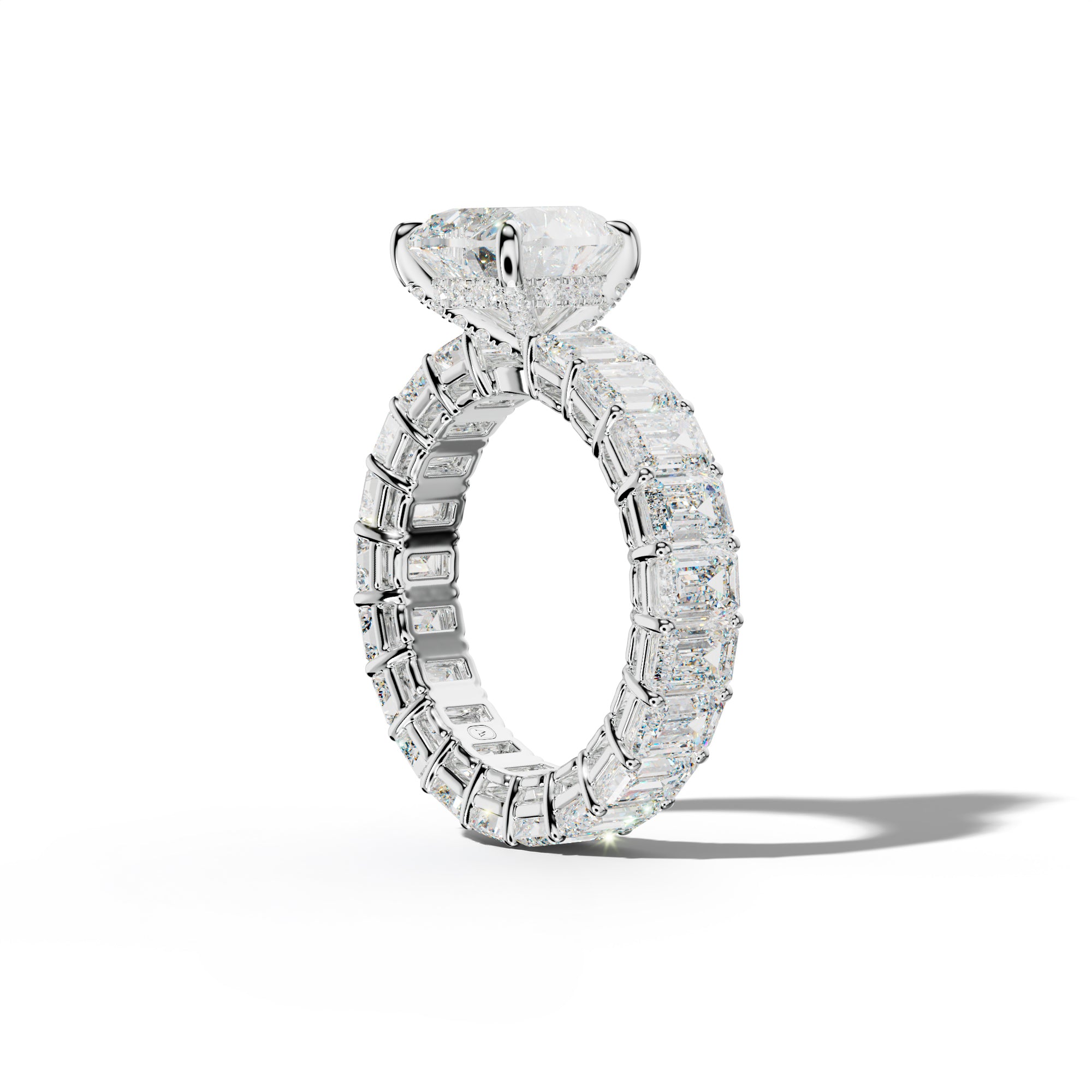 Jazmine Heart Diamond Engagement Ring With Emerald Cut Side Stones