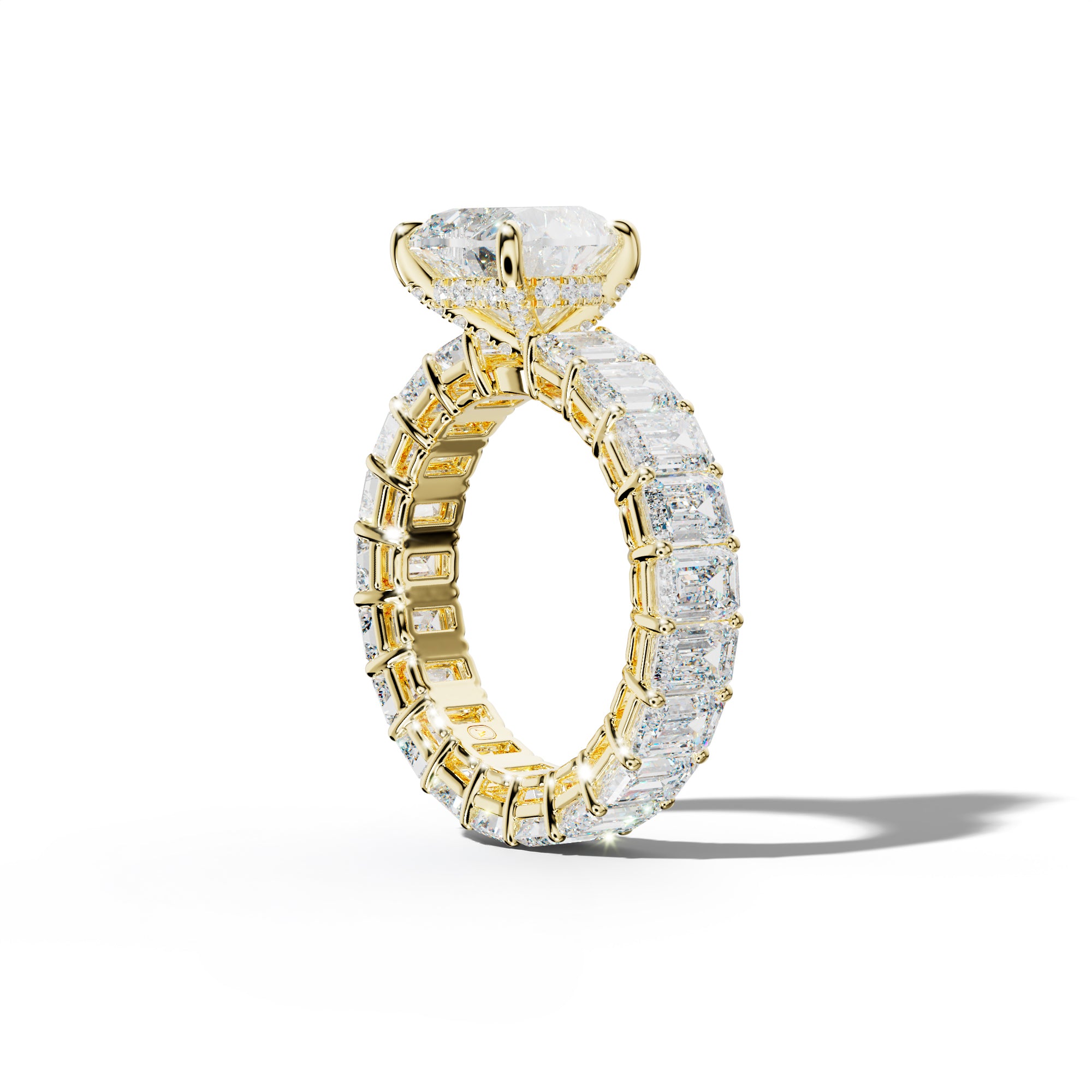 Jazmine Heart Diamond Engagement Ring With Emerald Cut Side Stones