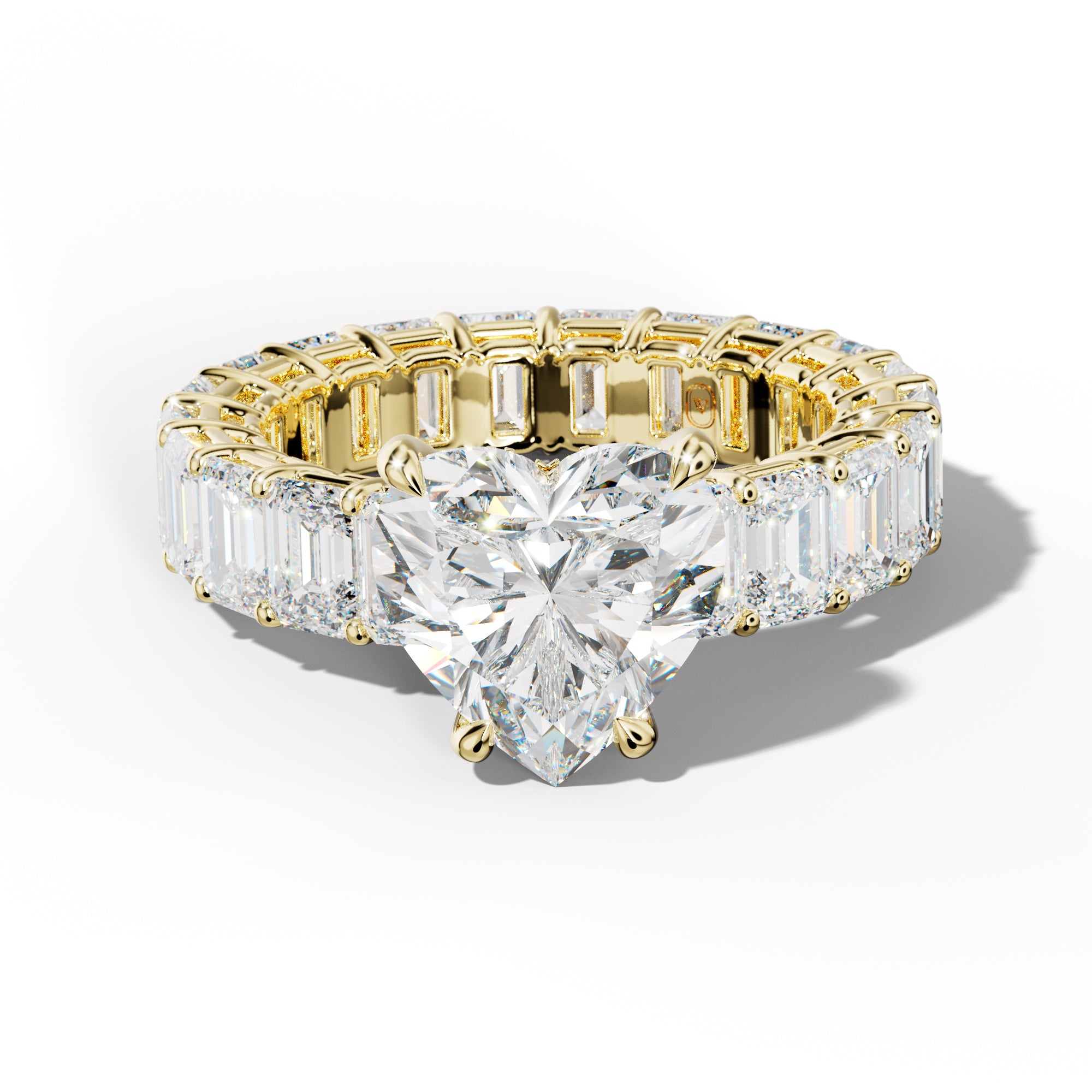 Jazmine Heart Diamond Engagement Ring With Emerald Cut Side Stones