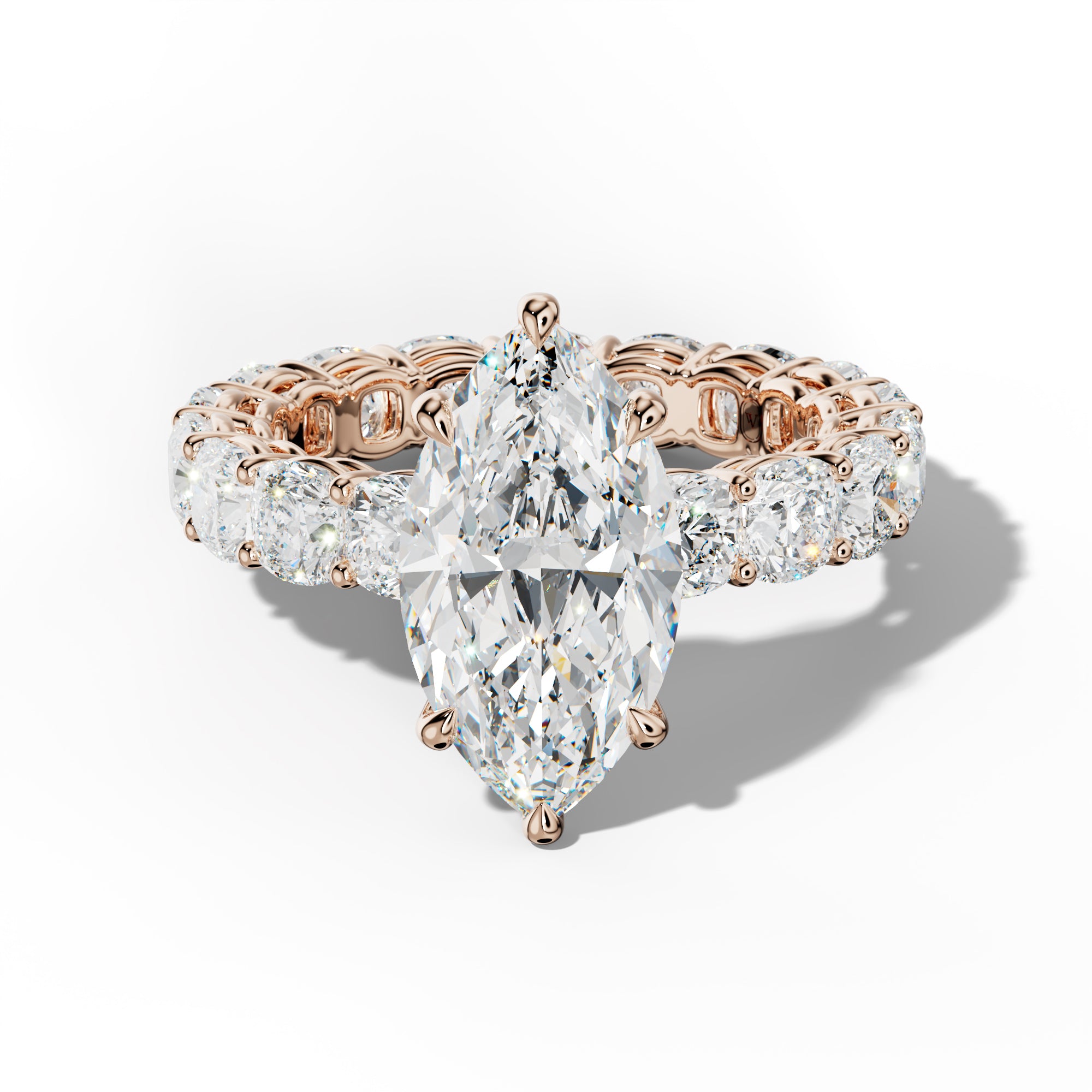 Celine Marquise Diamond Engagement Ring With Cushion Side Stones