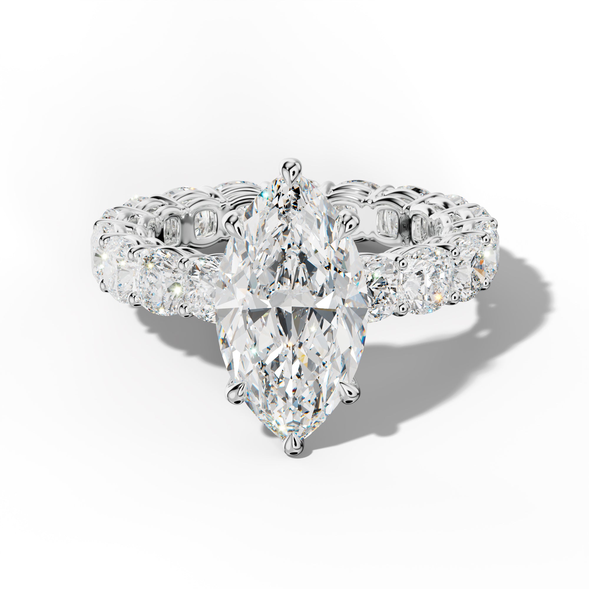 Celine Marquise Diamond Engagement Ring With Cushion Side Stones