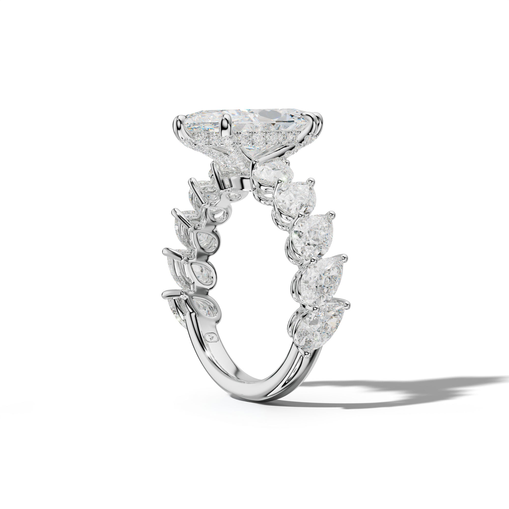 Elisabeth Marquise Diamond Engagement Ring With Slanted Pear Side Stones