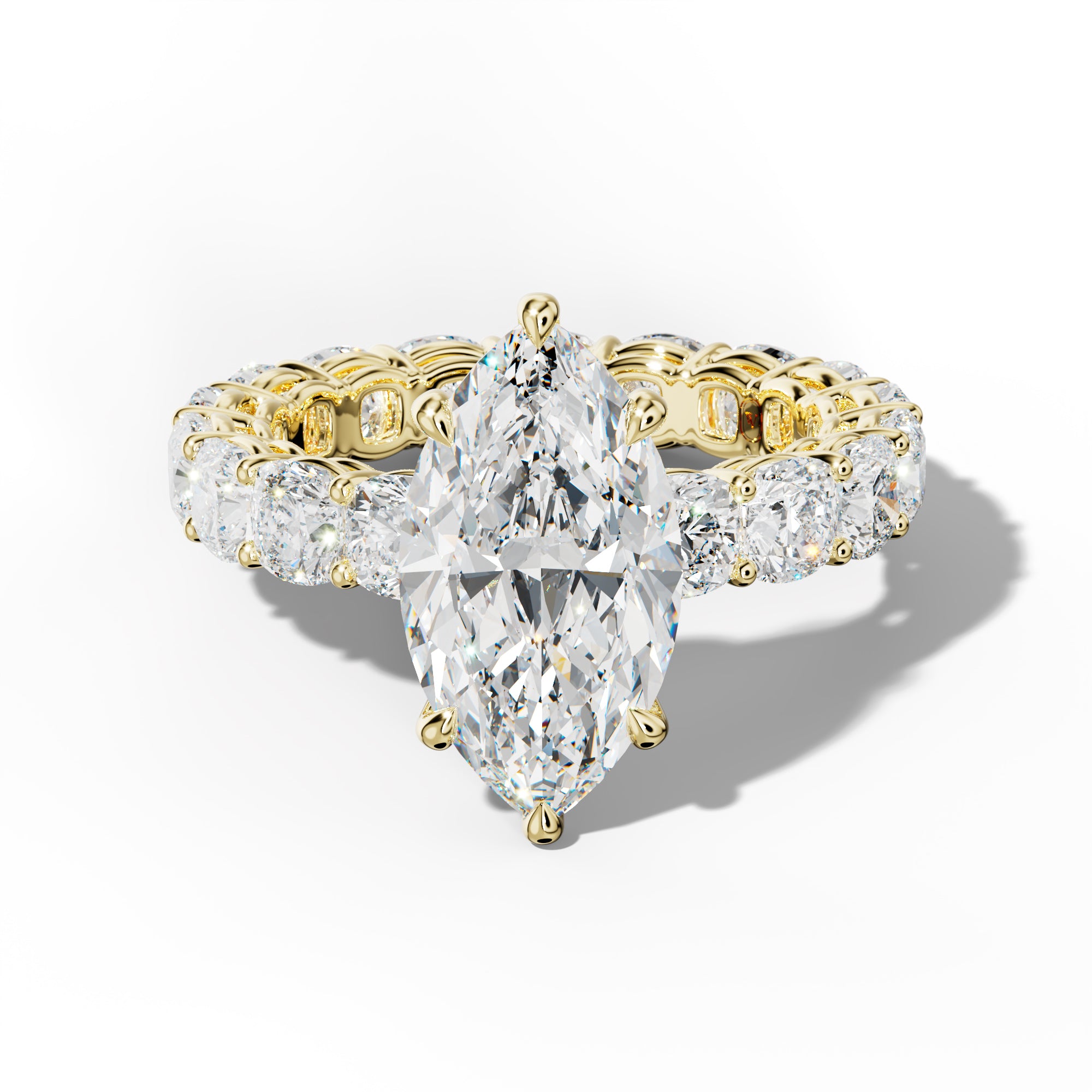 Celine Marquise Diamond Engagement Ring With Cushion Side Stones