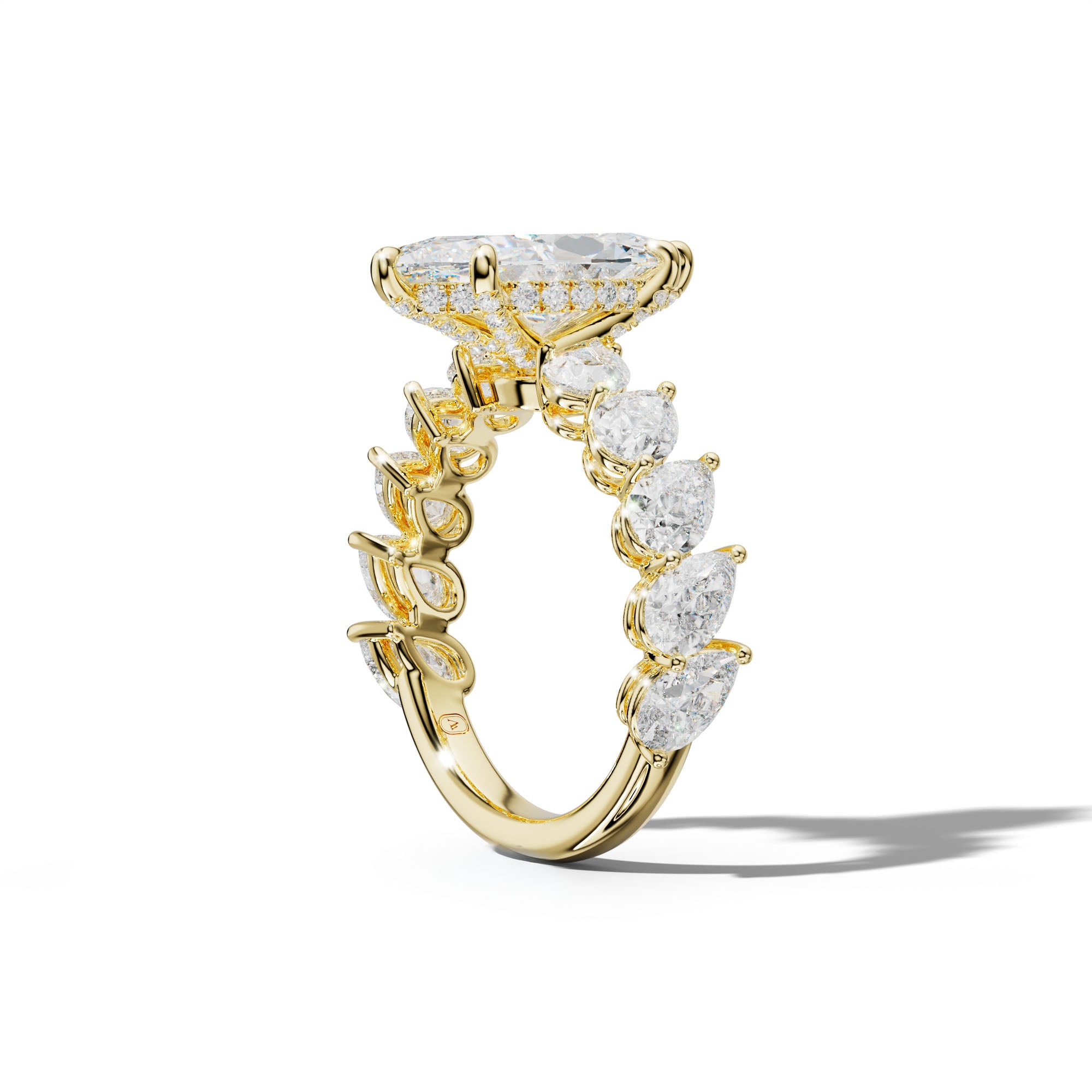 Elisabeth Marquise Diamond Engagement Ring With Slanted Pear Side Stones