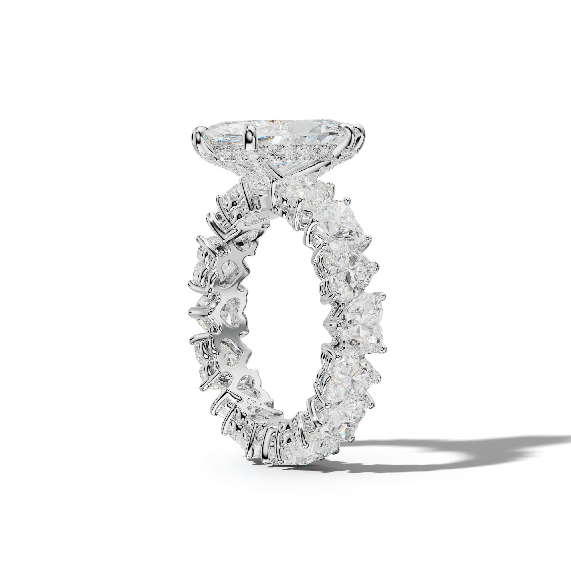 Melany Marquise Diamond Engagement Ring With Heart Side Stones