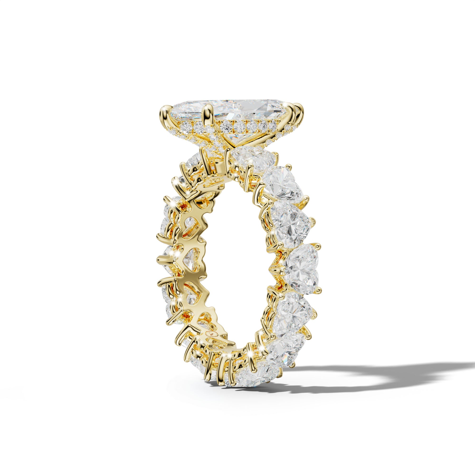 Melany Marquise Diamond Engagement Ring With Heart Side Stones