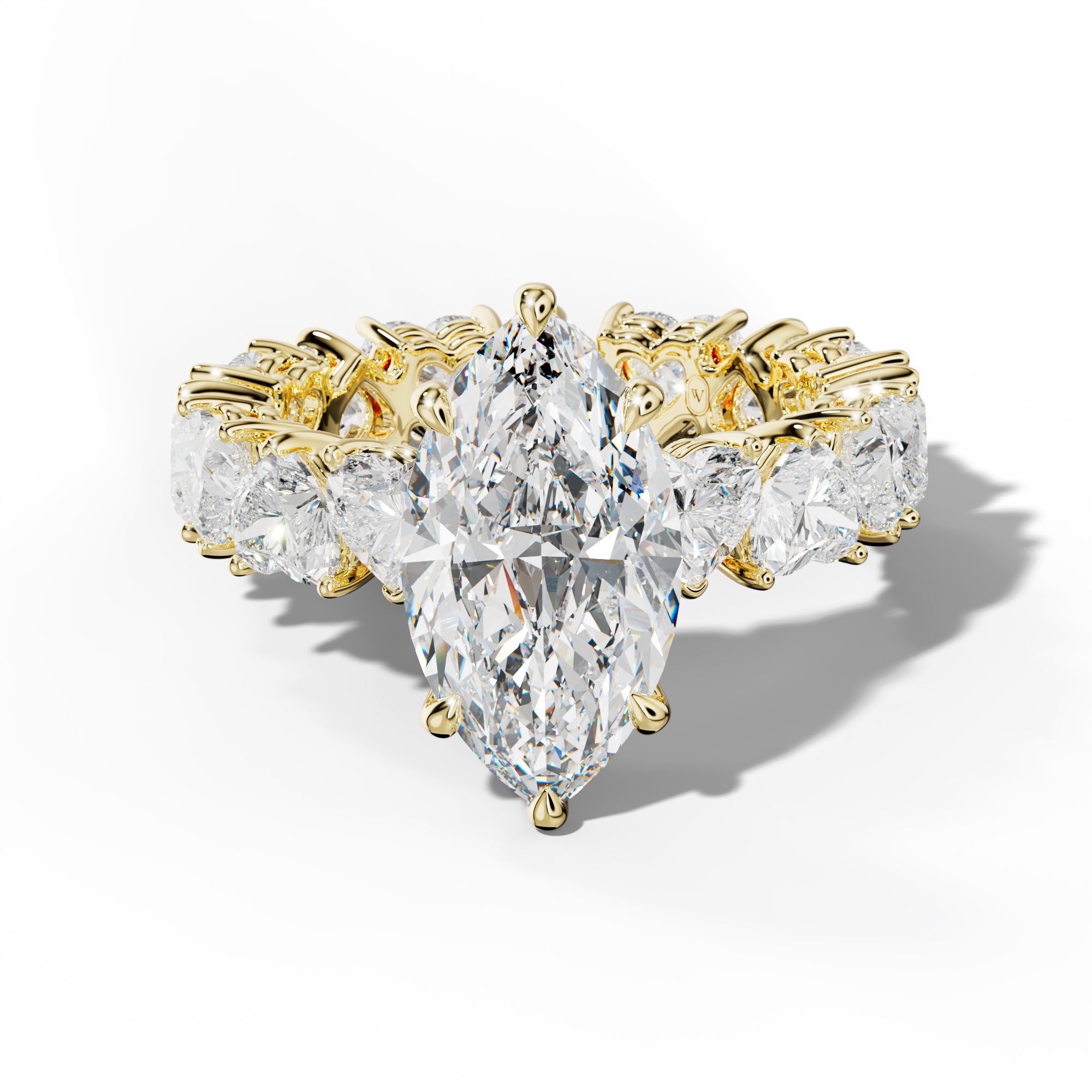 Melany Marquise Diamond Engagement Ring With Heart Side Stones