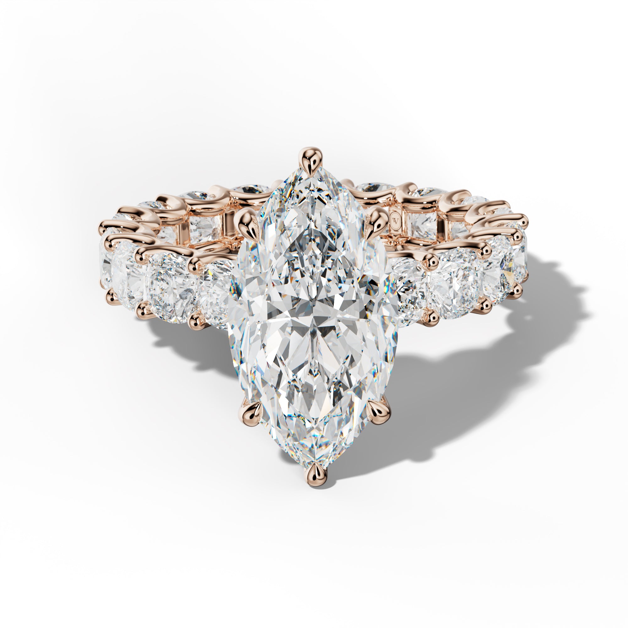Karla Marquise Diamond Engagement Ring With Cushion Side Stones