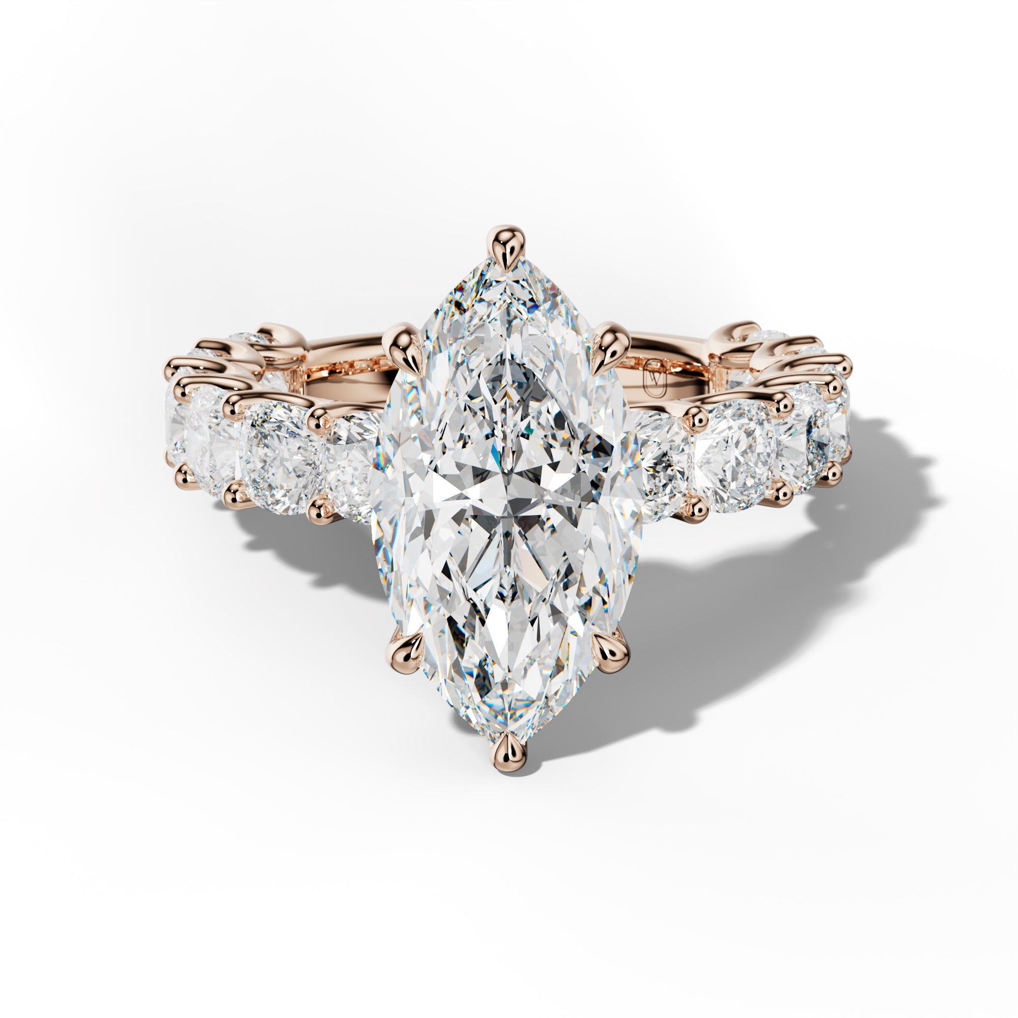 Daniela Marquise Diamond Engagement Ring With Cushion Side Stones